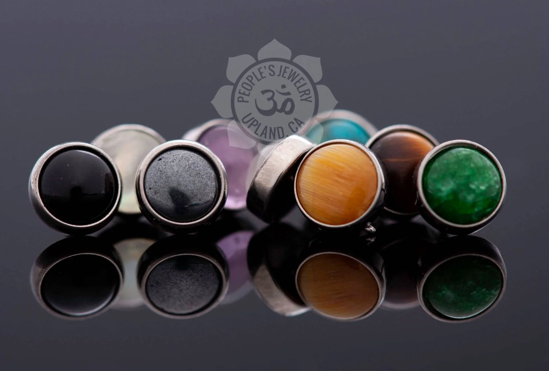 Threaded Genuine Stone Cabochon Ends by People's Jewelry
