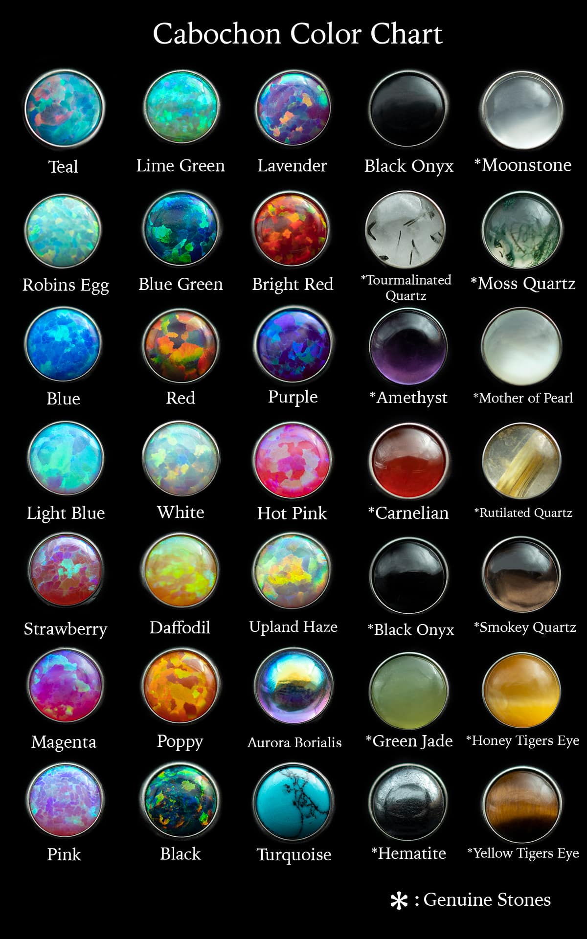 Threaded Genuine Stone Cabochon Ends by People's Jewelry - Image 2