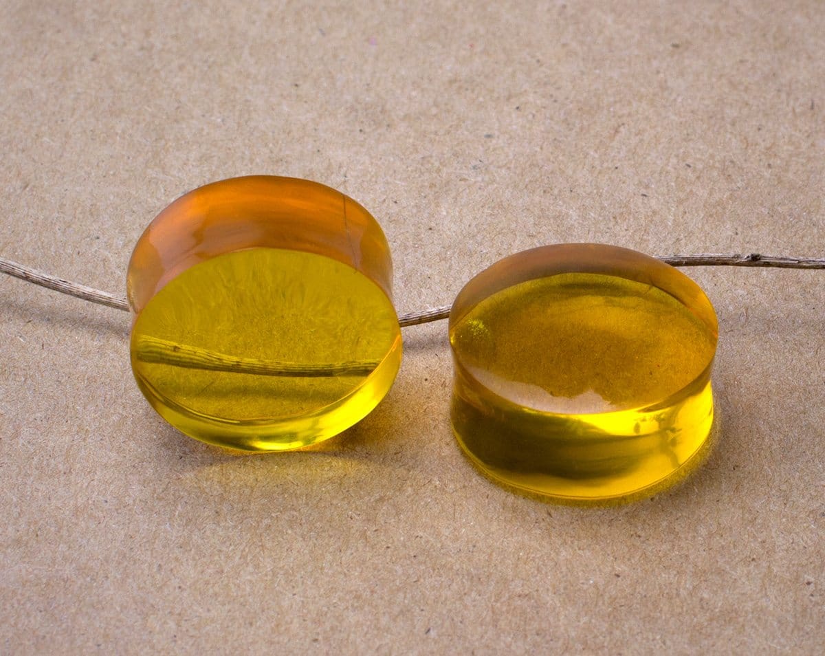 Double Flare Genuine Amber Plugs - Image 6
