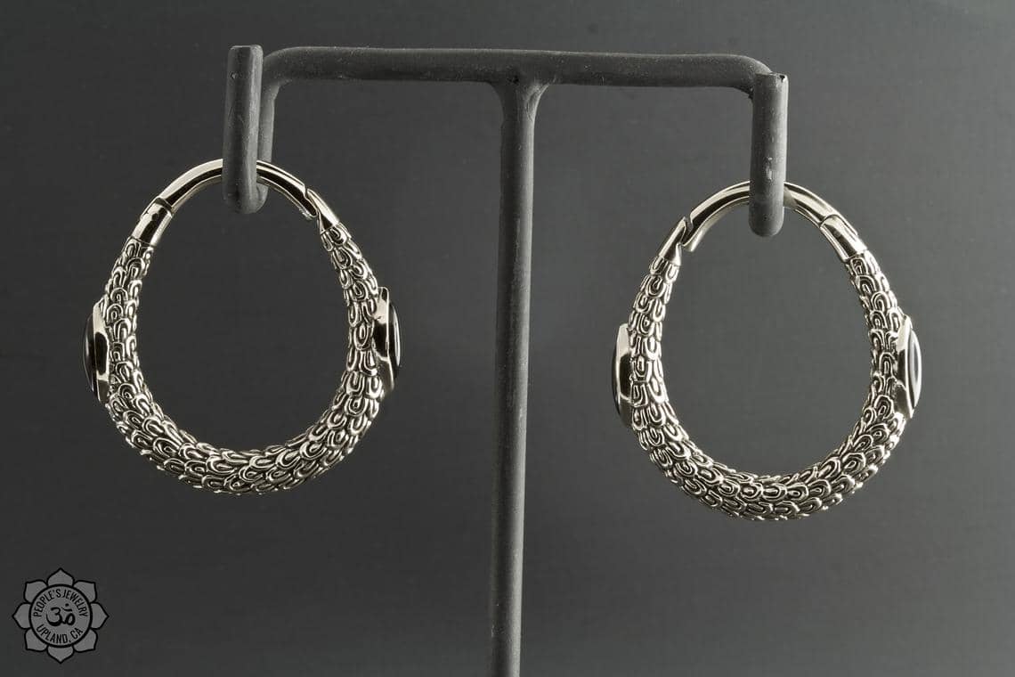 Brass Marquise Clickers with Inlay by Peoples Jewelry - Image 2