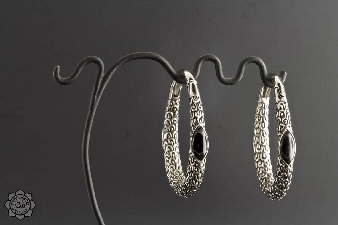 Brass Marquise Clickers with Inlay by Peoples Jewelry - Image 3