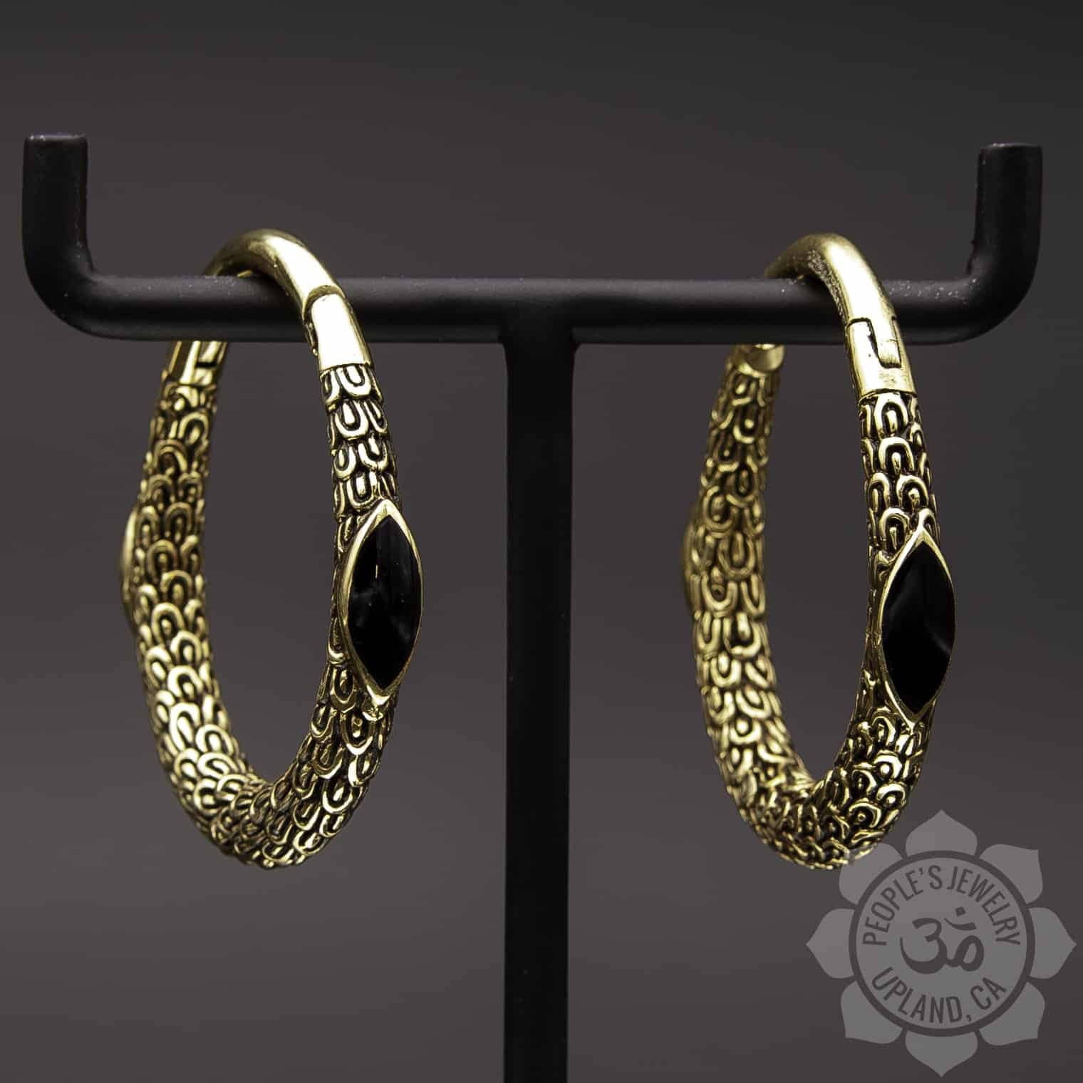 Brass Marquise Clickers with Inlay by Peoples Jewelry - Image 4