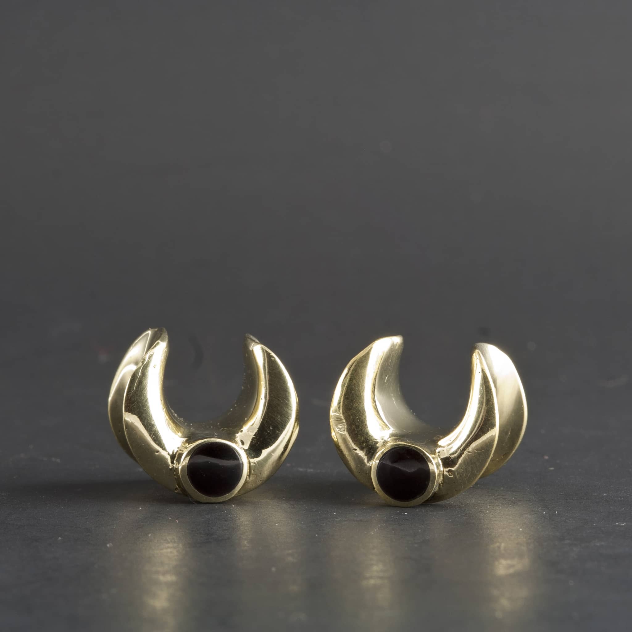 Brass Saddle Spreaders with Onyx by Peoples Jewelry - Image 4