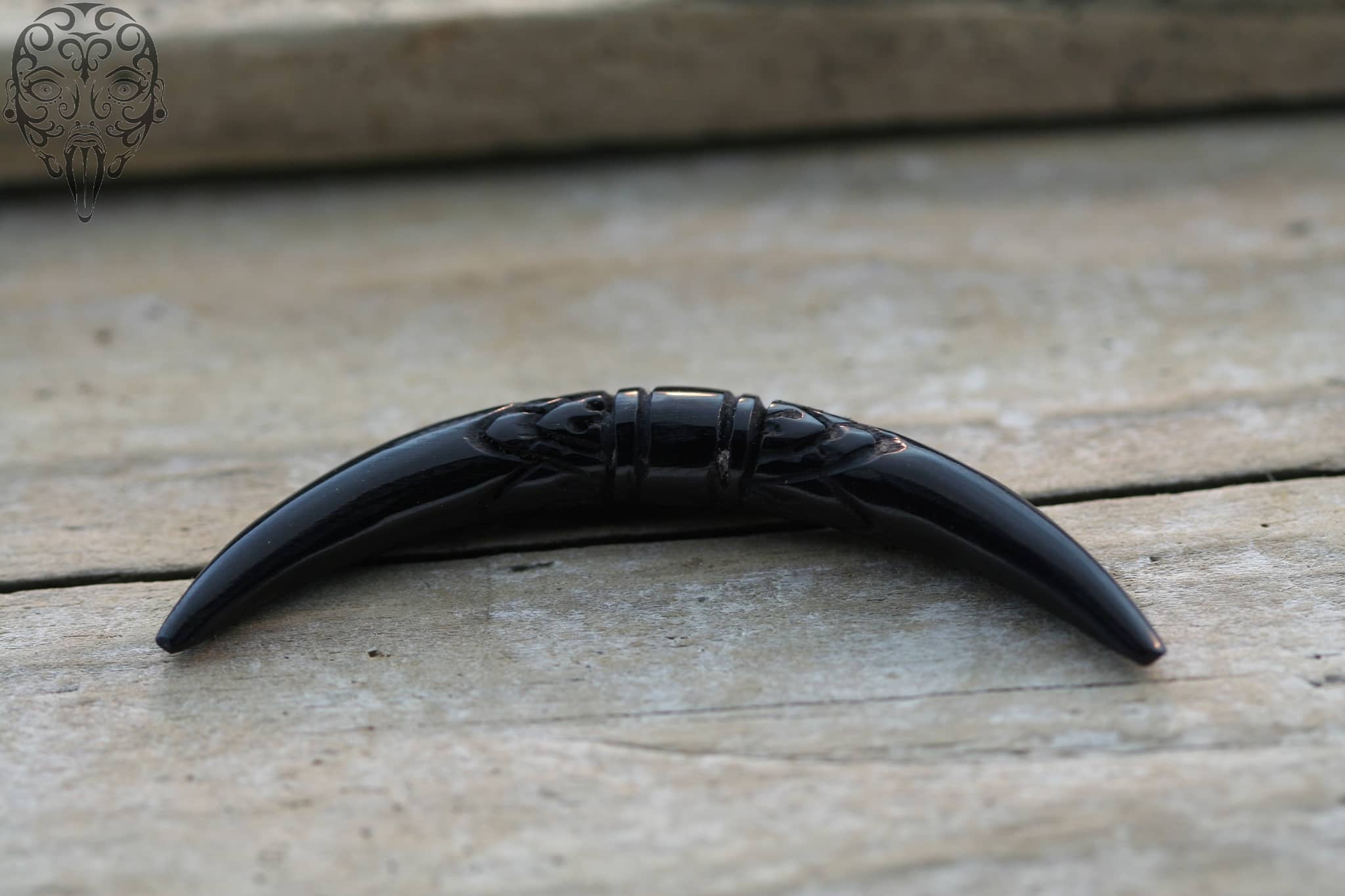 Carved Lotus Buffalo Horn Tusk by Peoples Jewelry - Image 2