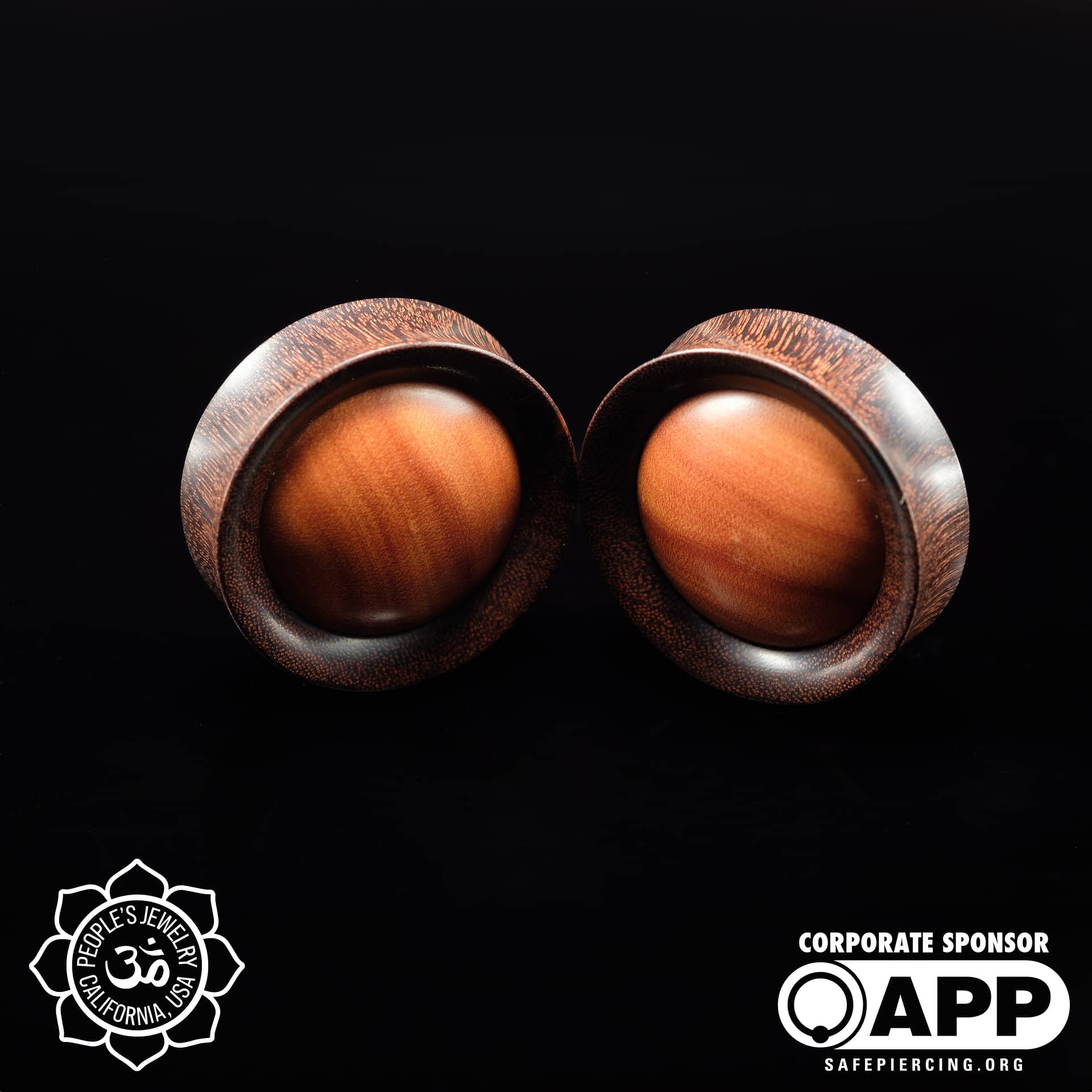Dark Tamarind Plugs with Sawo Wood Inlay by Peoples Jewelry - Image 3