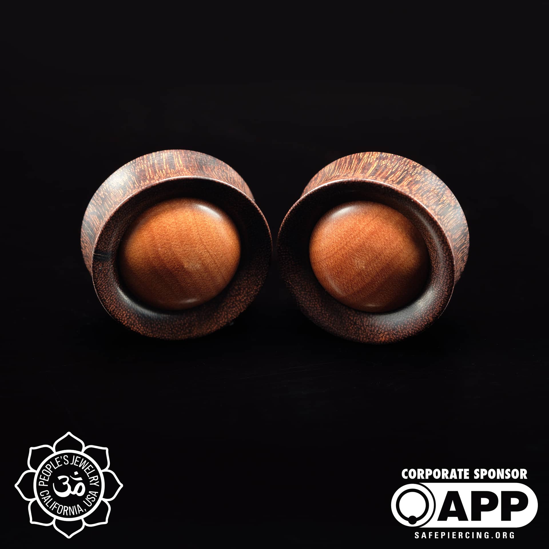 Dark Tamarind Plugs with Sawo Wood Inlay by Peoples Jewelry - Image 4