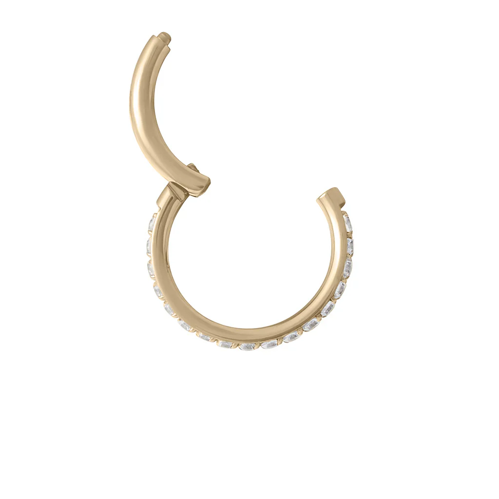 Diablo Organics - Gold Titanium Clicker - Front Facing Clear CZ - Image 3