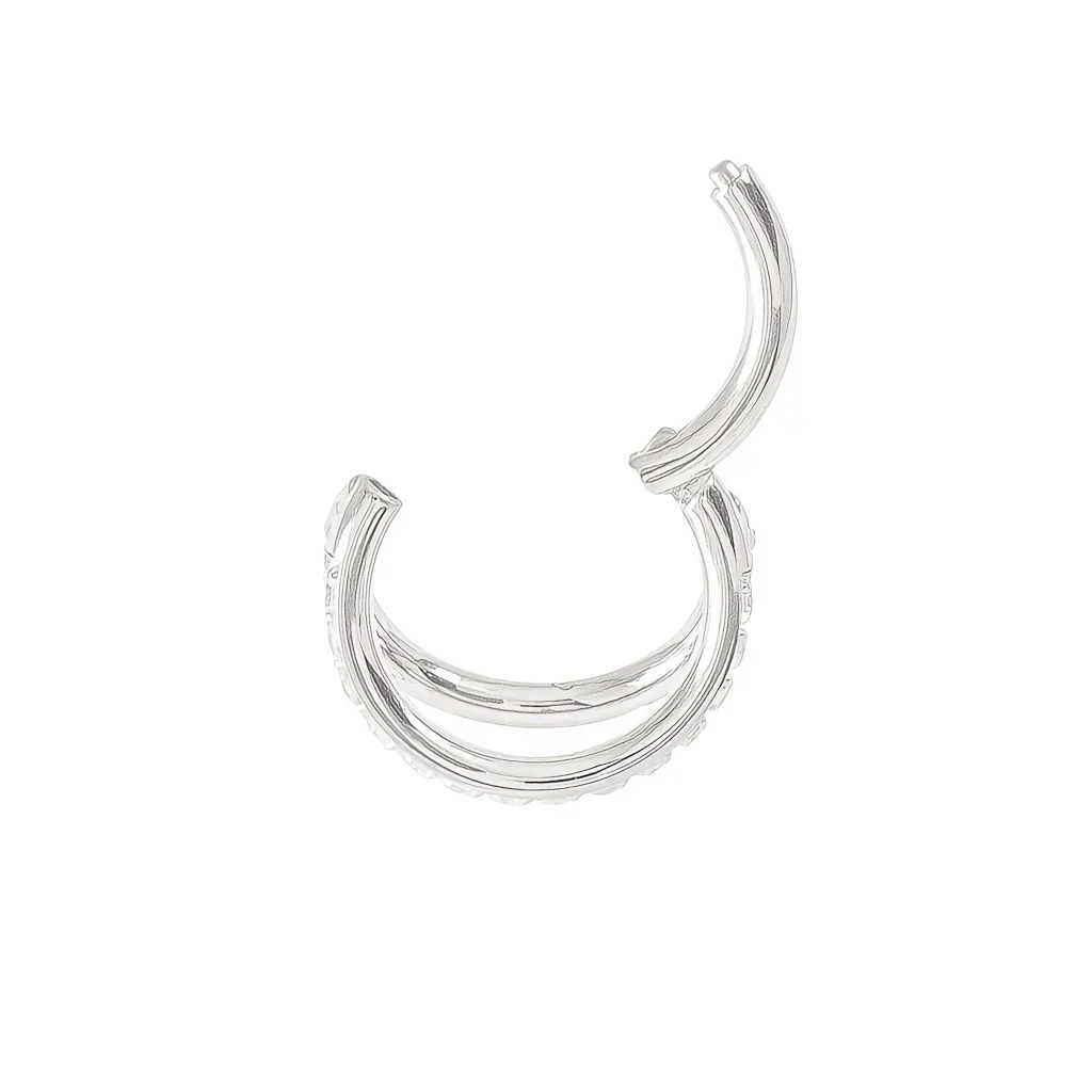 Diablo Organics - Titanium Double Row Clicker - Clear CZ - Image 2