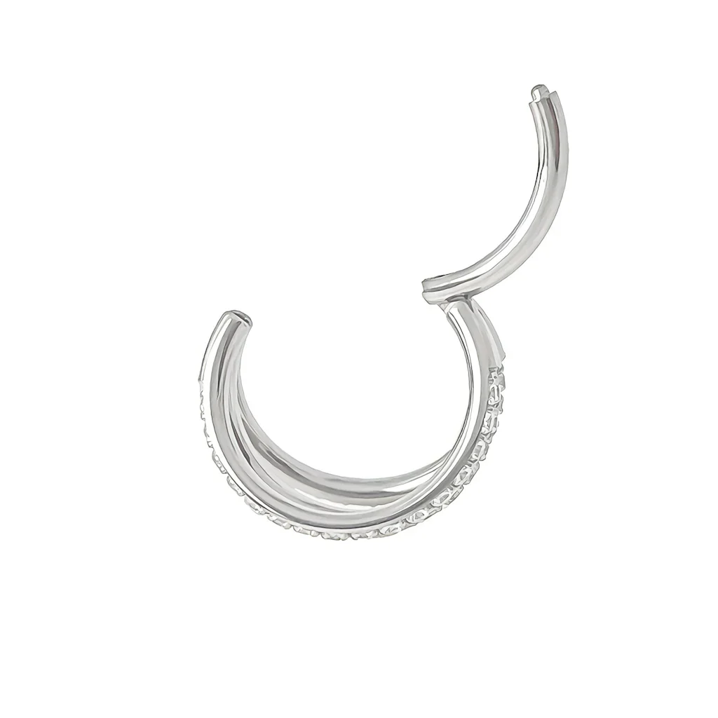 Diablo Organics - Titanium Triple Row Clicker - Clear CZ - Image 2