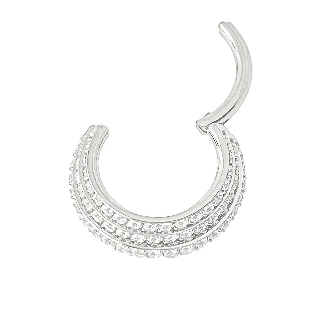 Diablo Organics - Titanium Triple Stack Clicker - Clear CZ - Image 2