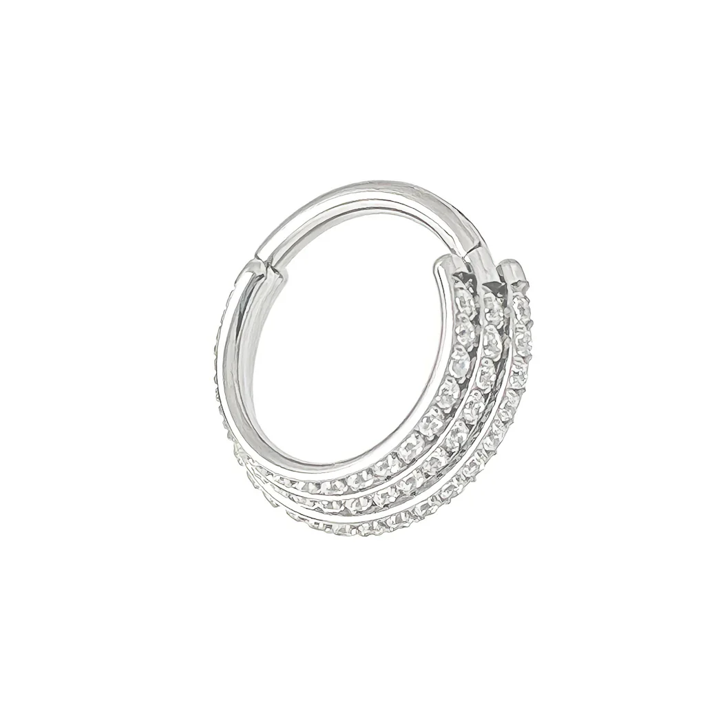 Diablo Organics - Titanium Triple Stack Clicker - Clear CZ - Image 3