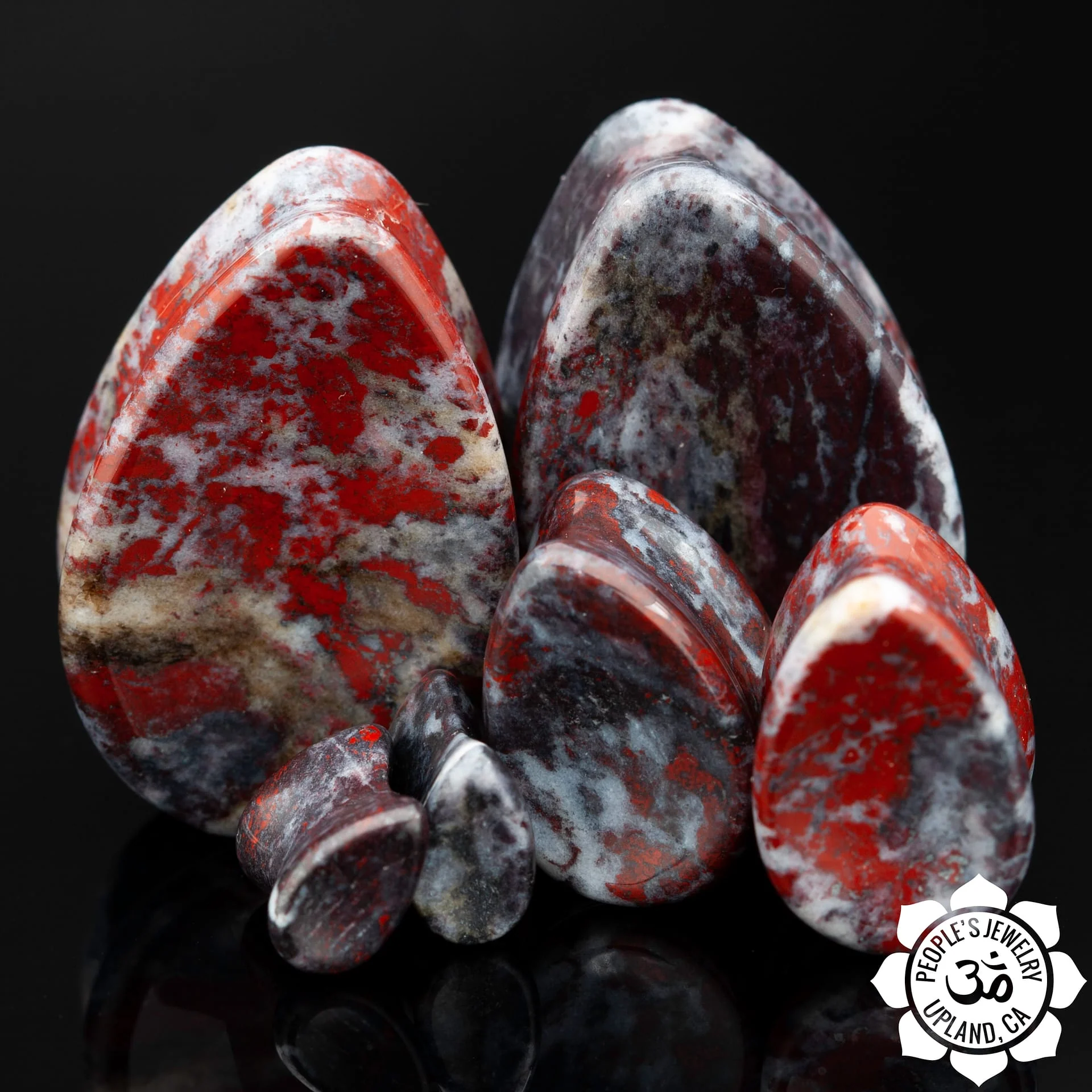 Double Flare Blood Jasper Teardrops by Peoples Jewelry
