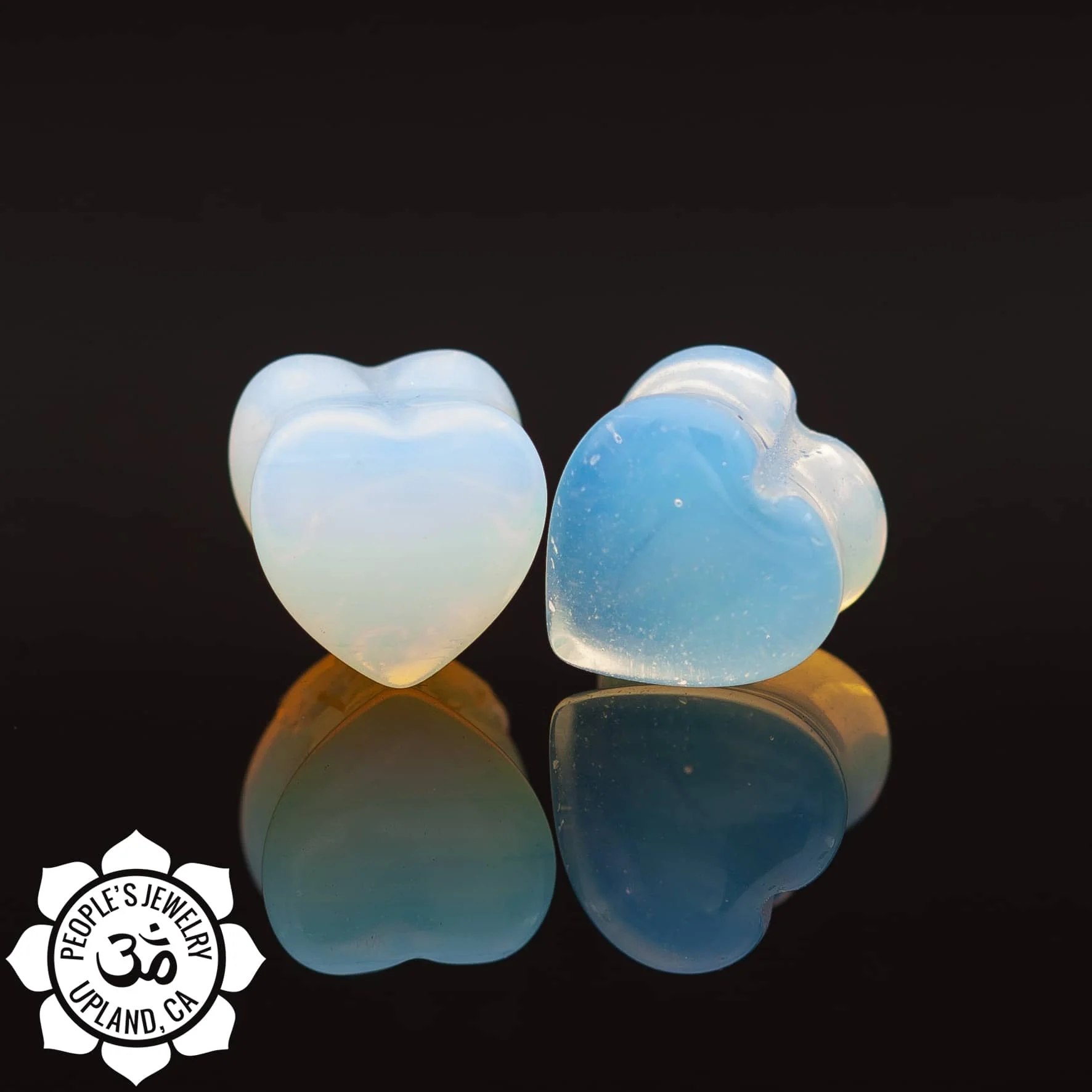 Double Flare Opalite Heart Plugs by Peoples Jewelry
