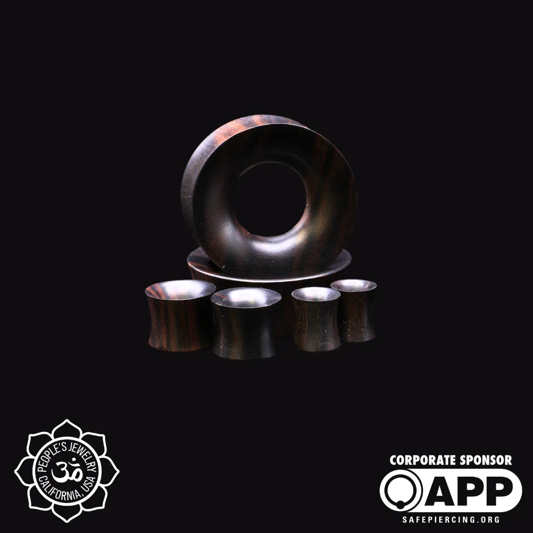 Double Flare Wood Eyelets - Tiger Ebony by Peoples Jewelry
