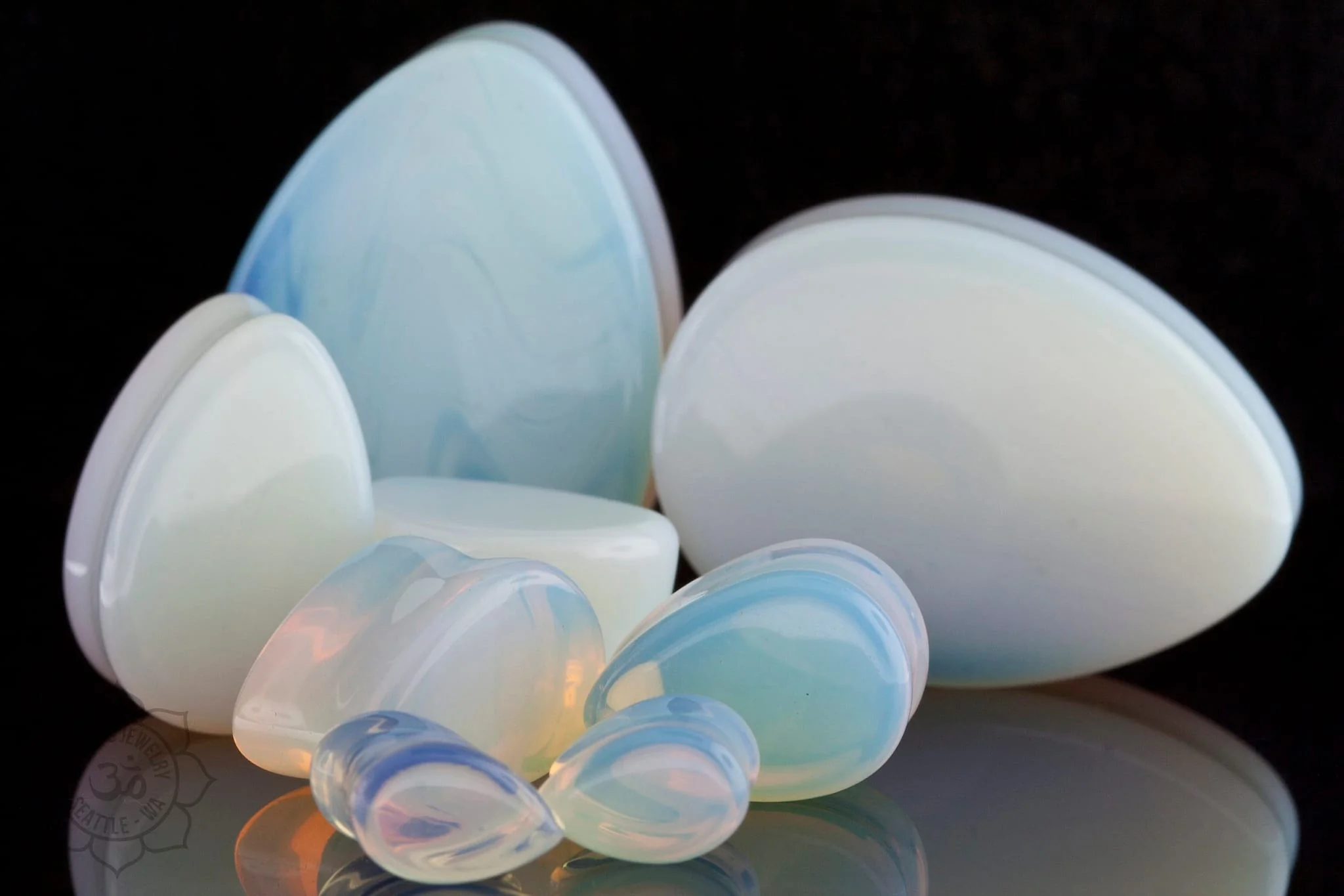 Double Flared Opalite Teardrops by Peoples Jewelry