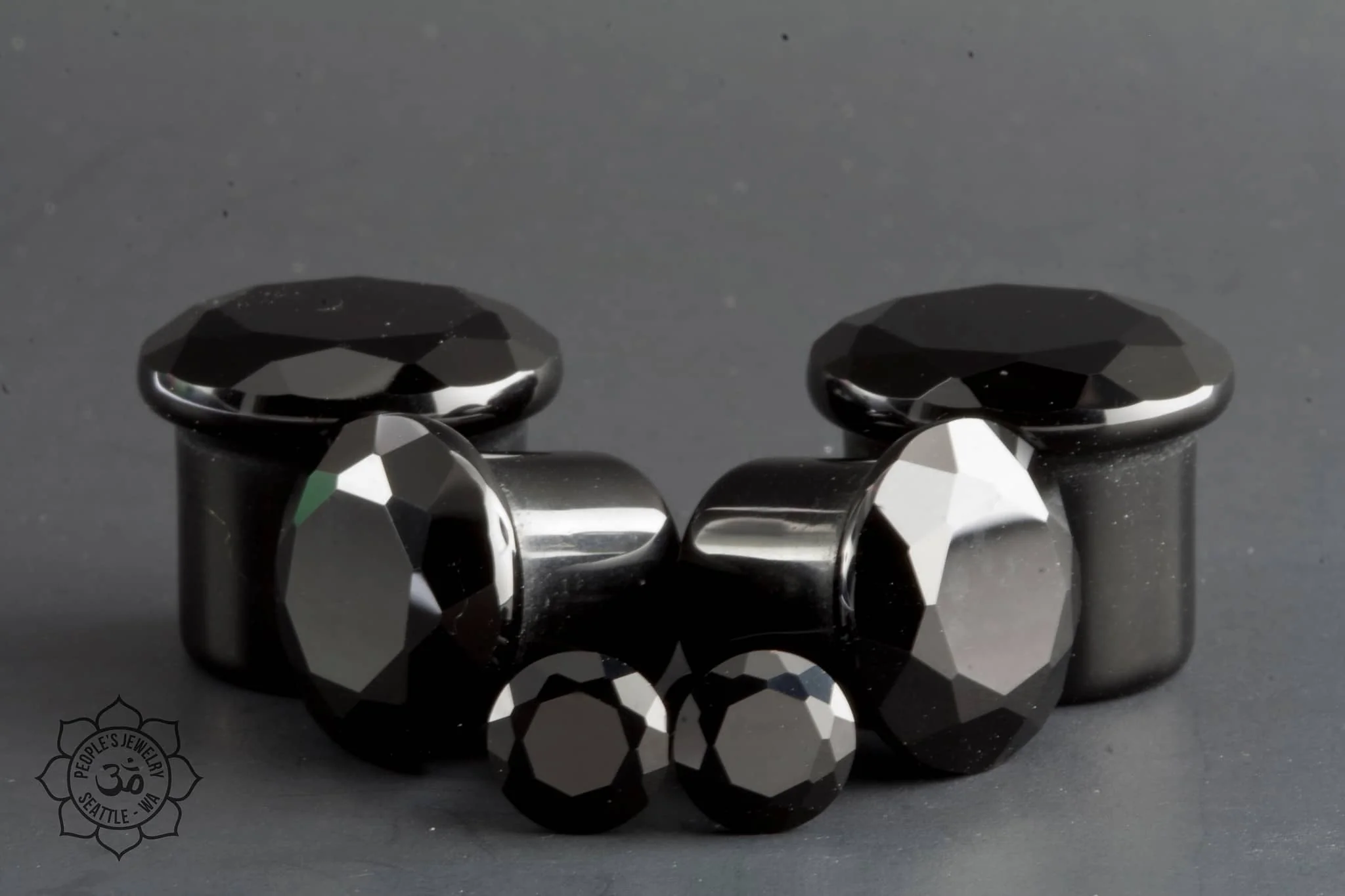 Gem Cut Black Agate Single Flare Plugs by Peoples Jewelry - Image 2