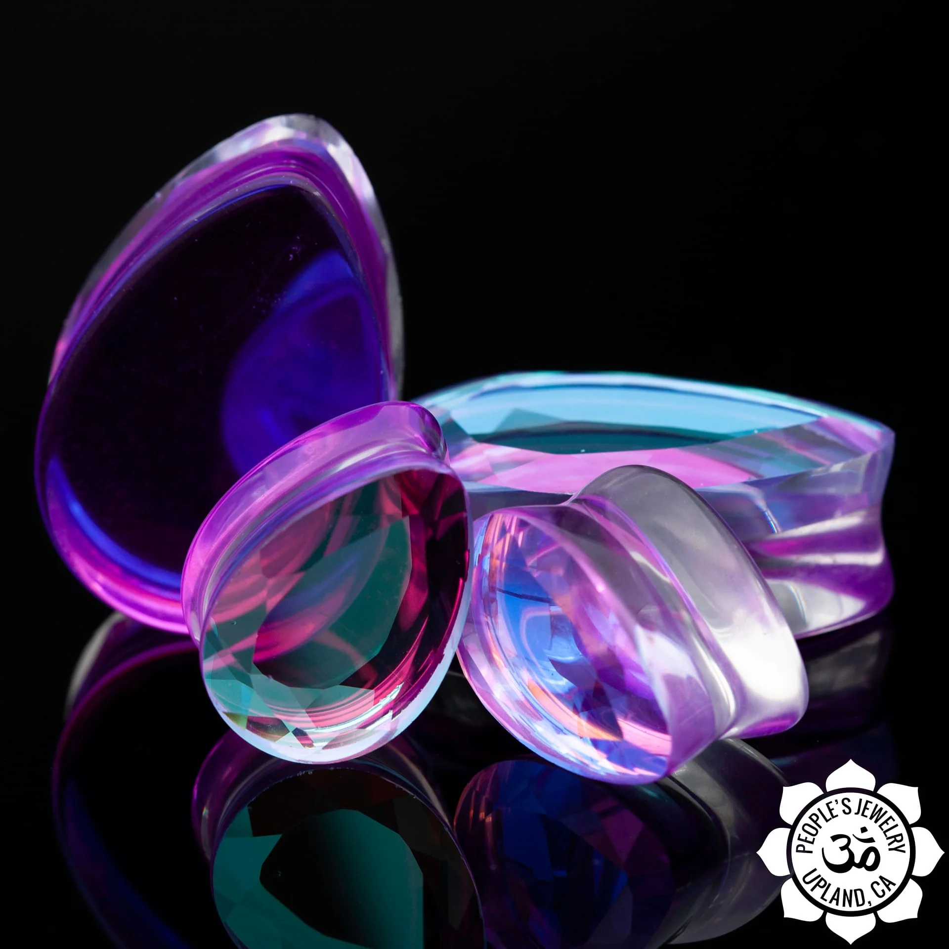 Gem Cut Purple AB Glass Teardrops by Peoples Jewelry