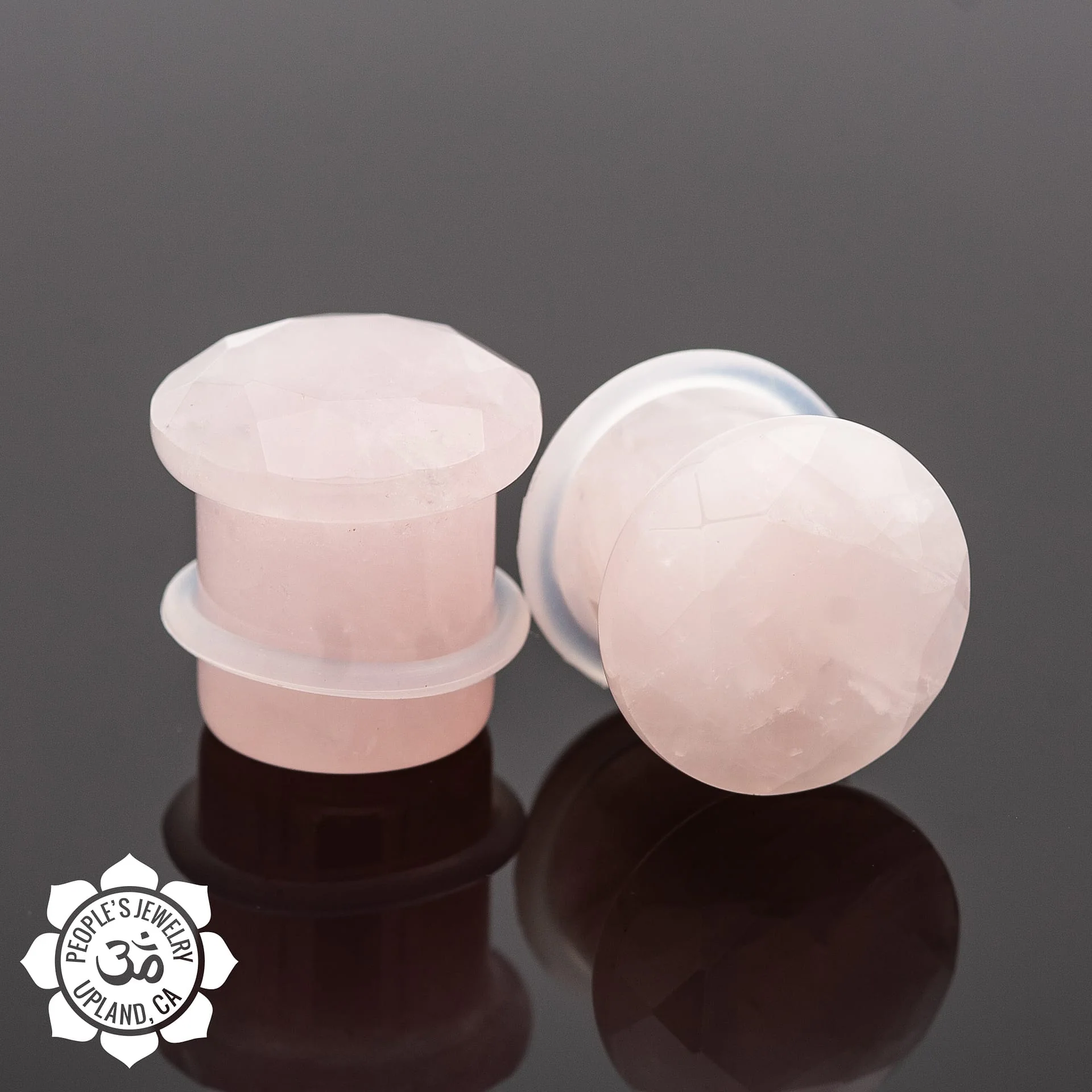Gem Cut Rose Quartz Single Flare Plugs by Peoples Jewelry