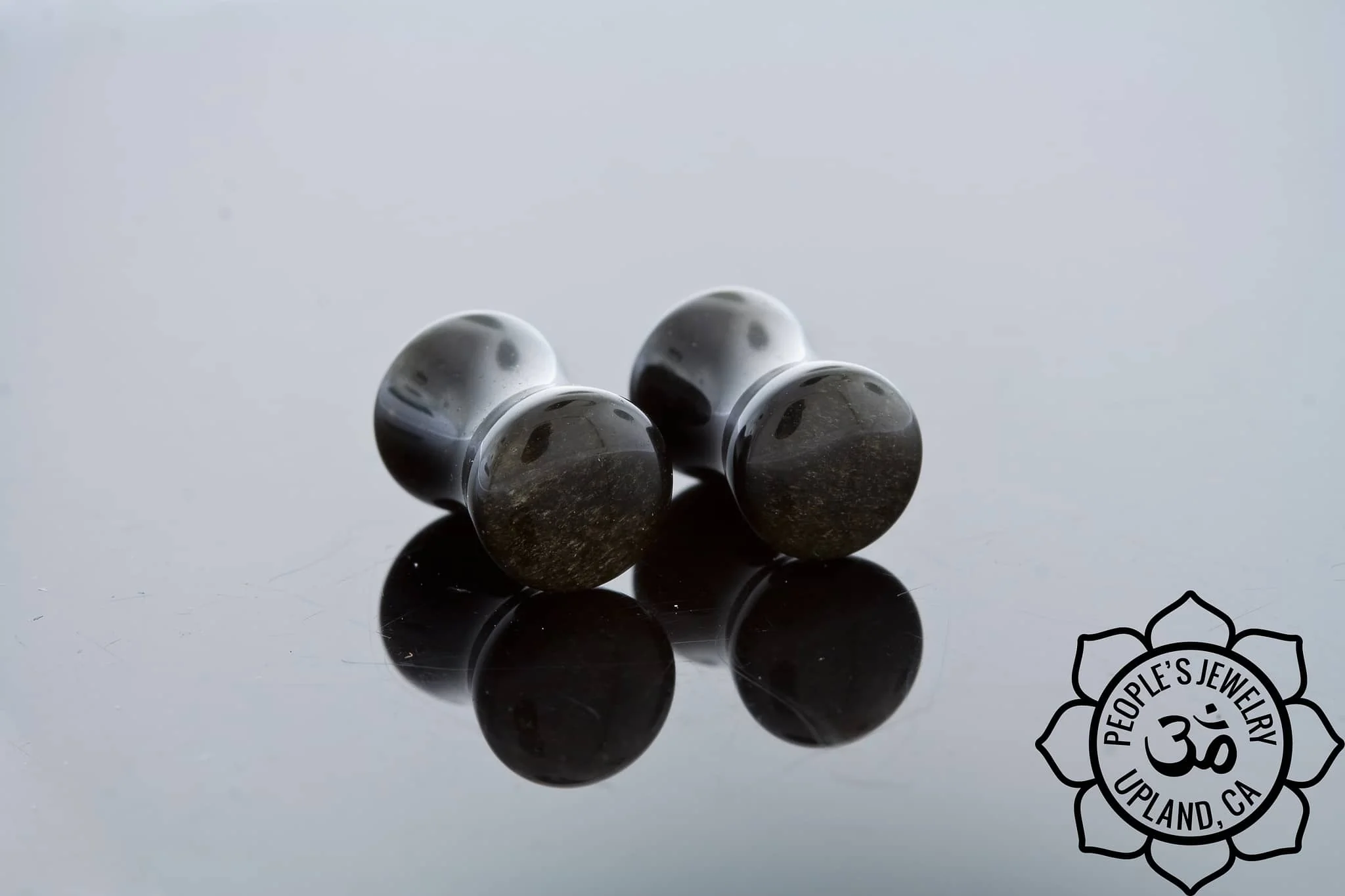 Gold Obsidian Double Flare Plugs by Peoples Jewelry - Image 2