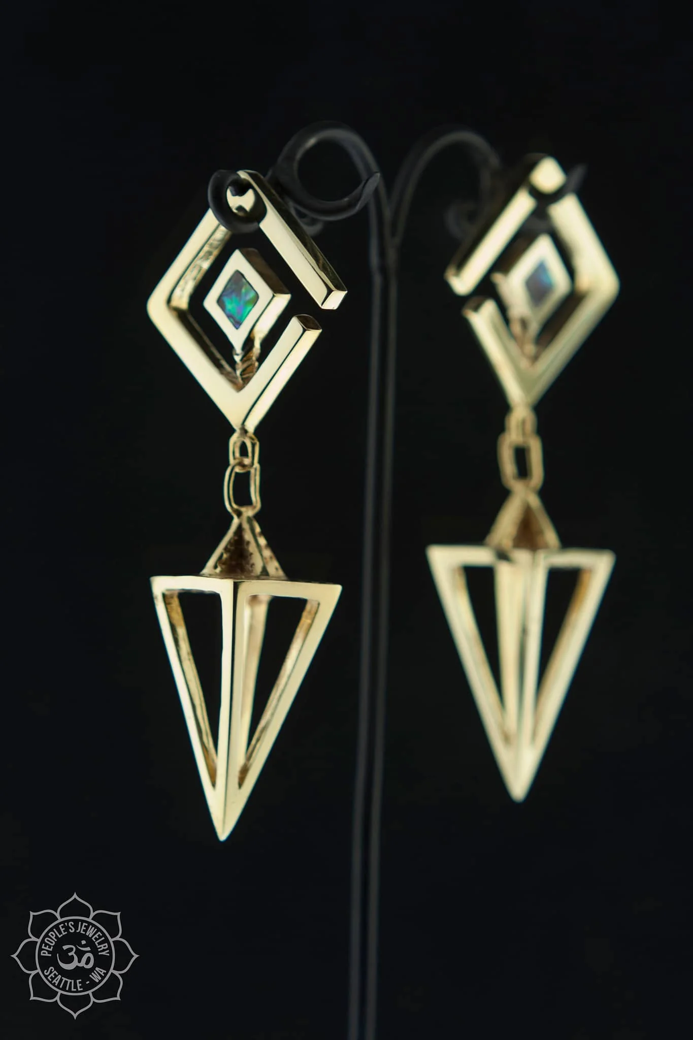 Gold Plated Cage Pointers w/ Abalone by Peoples Jewelry - Image 2