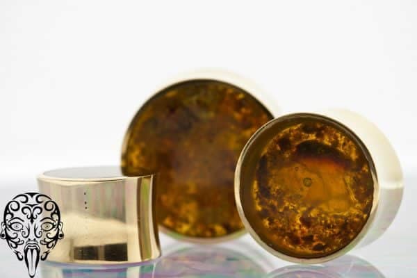 Gold Plated Reconstituted Amber Plugs - Image 3