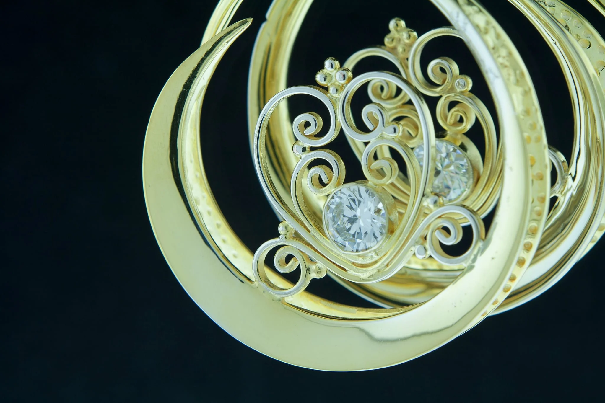 Gold Plated w/ Heart Filigree & CZ by Peoples Jewelry - Image 2