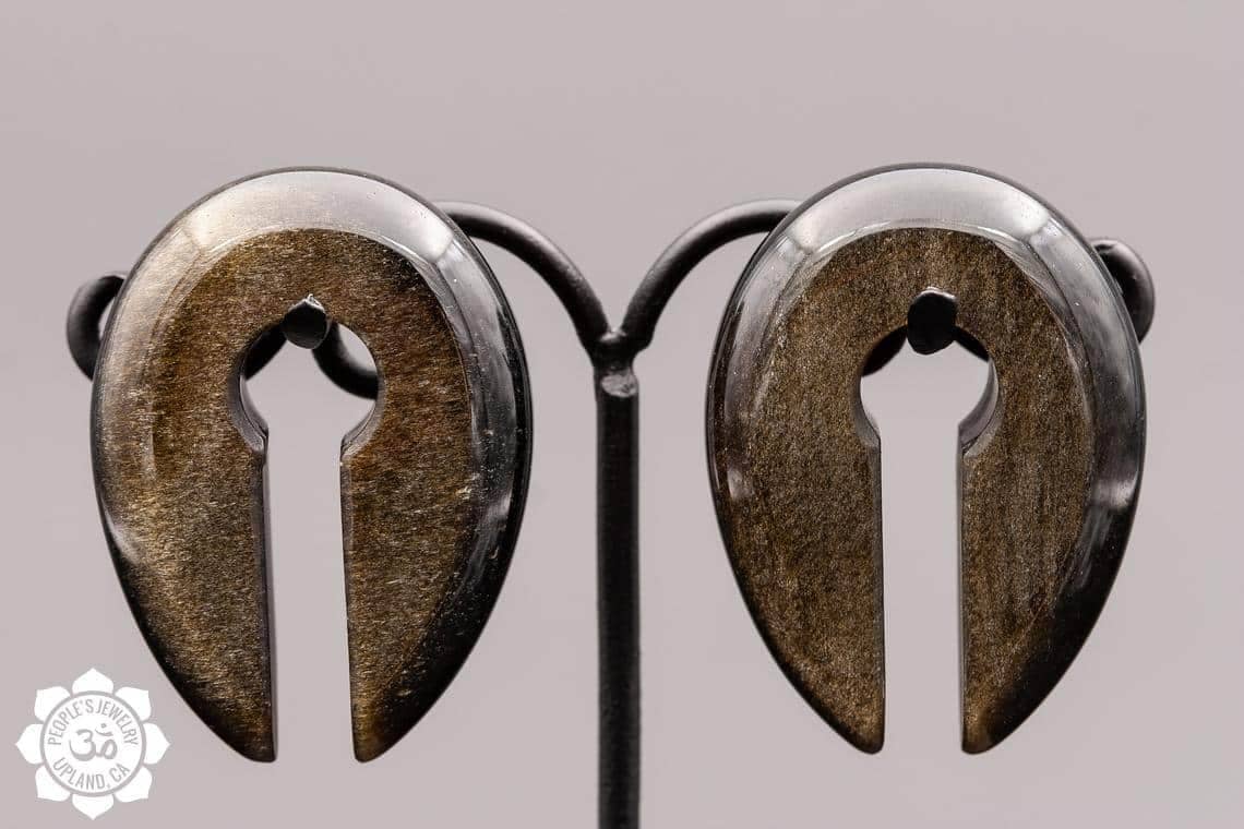 Gold Sheen Obsidian Keyholes by Peoples Jewelry