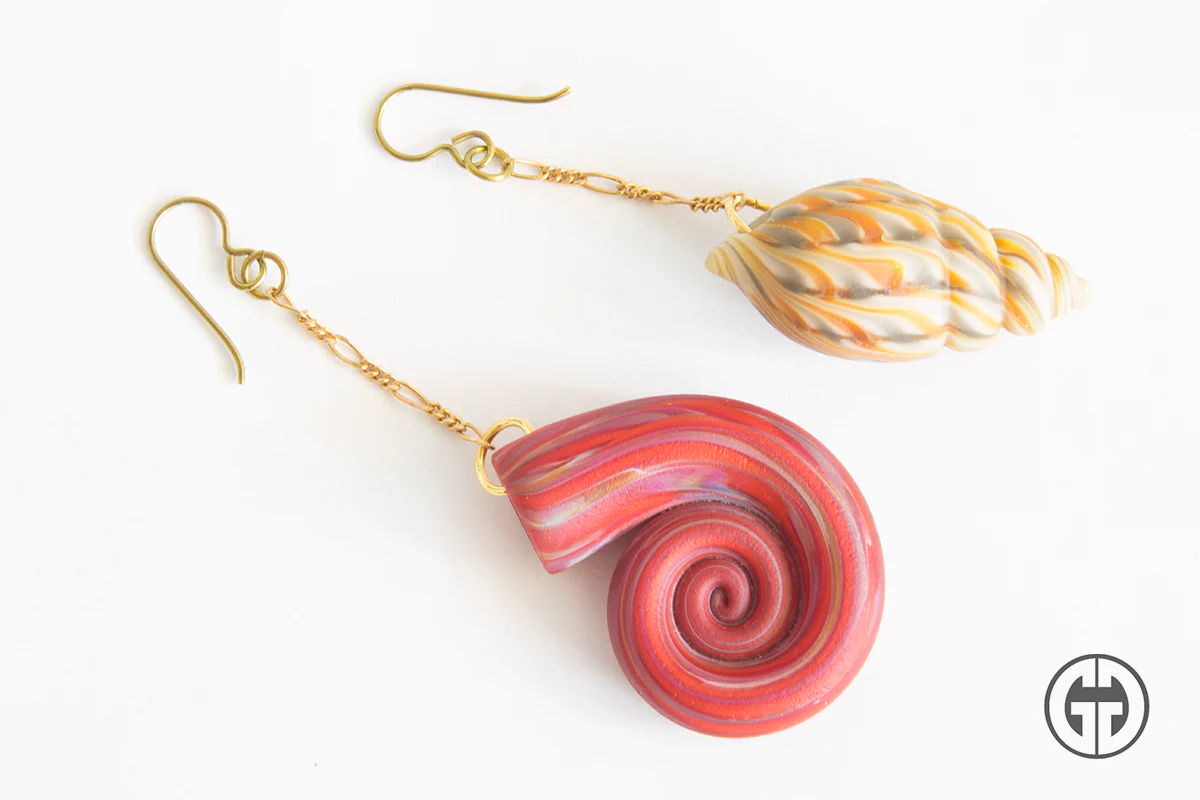 Gorilla Glass Venus Nautilus Earrings - "Passion" - Image 4