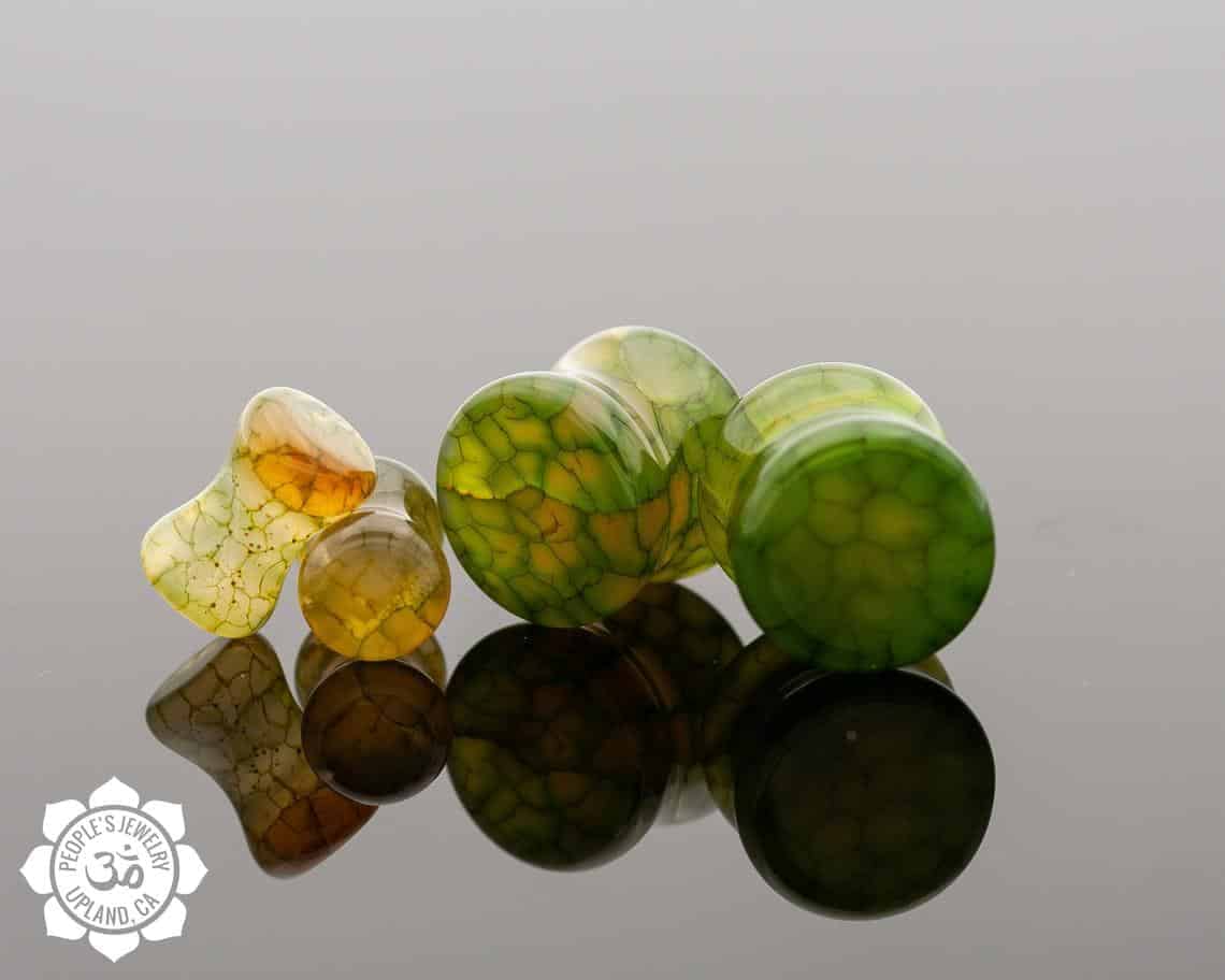 Double Flare Green Dragon Vein Plugs by Peoples Jewelry - Image 2