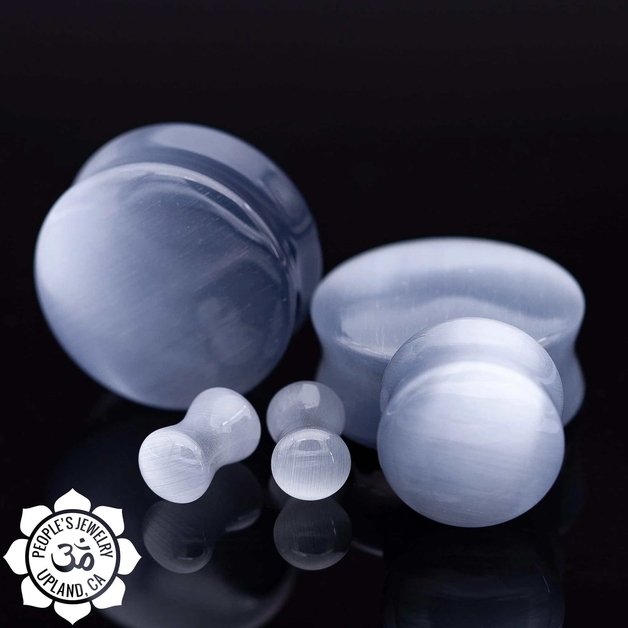 Double Flare Grey Cat's Eye plugs by Peoples Jewelry