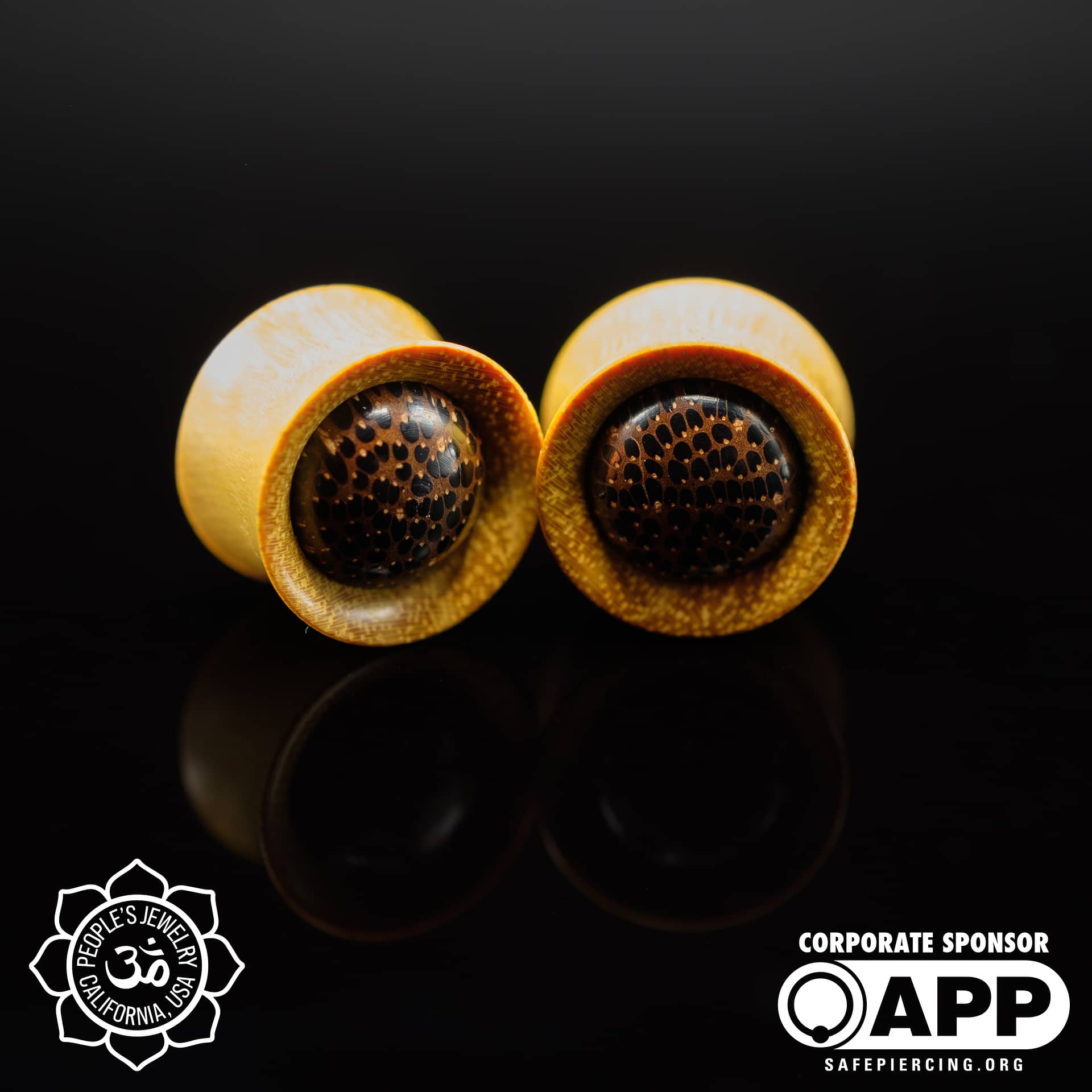 Jackfruit Wood Plugs with Black Palm Inlay by Peoples Jewelry - Image 3