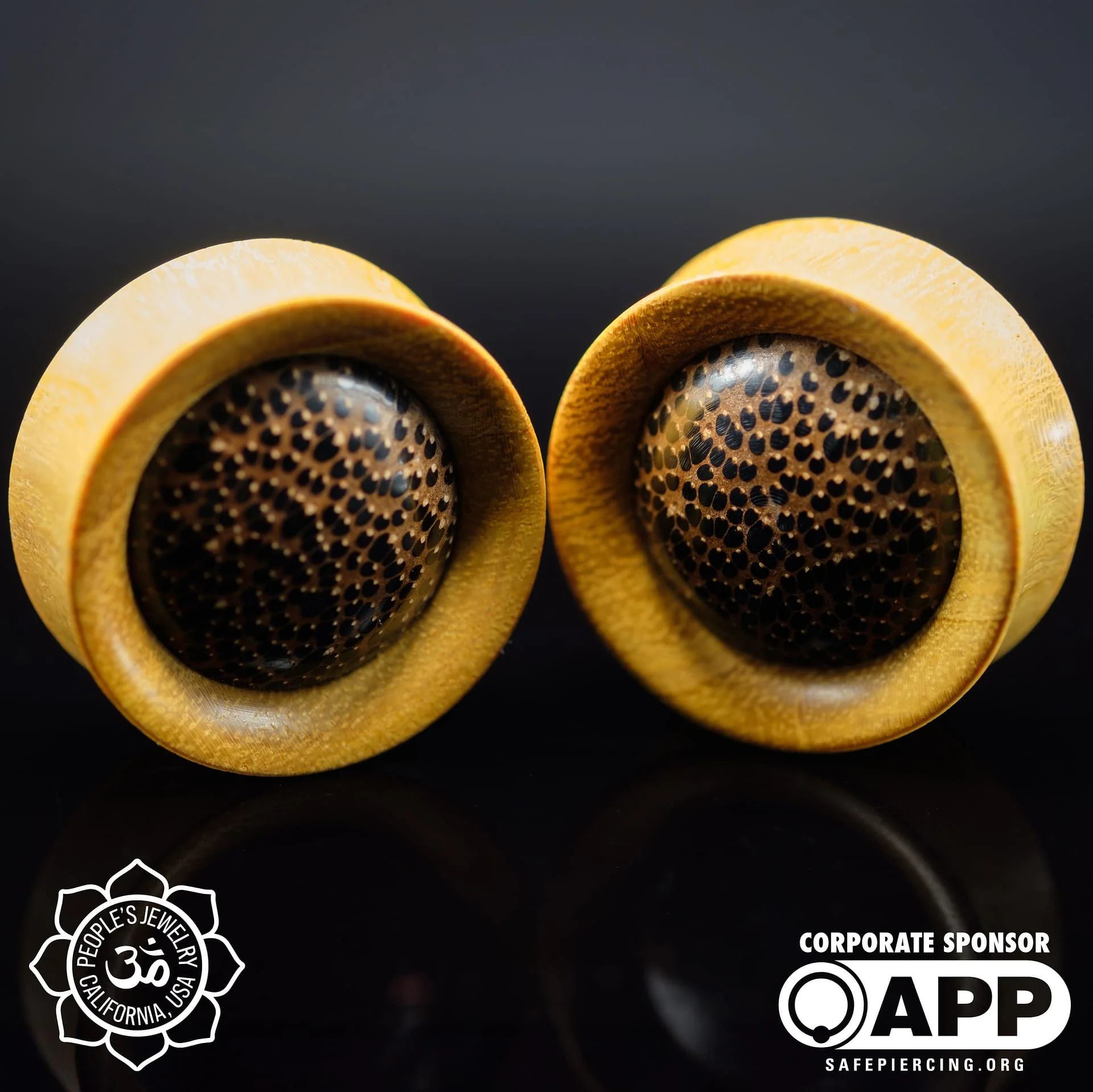 Jackfruit Wood Plugs with Black Palm Inlay by Peoples Jewelry - Image 4