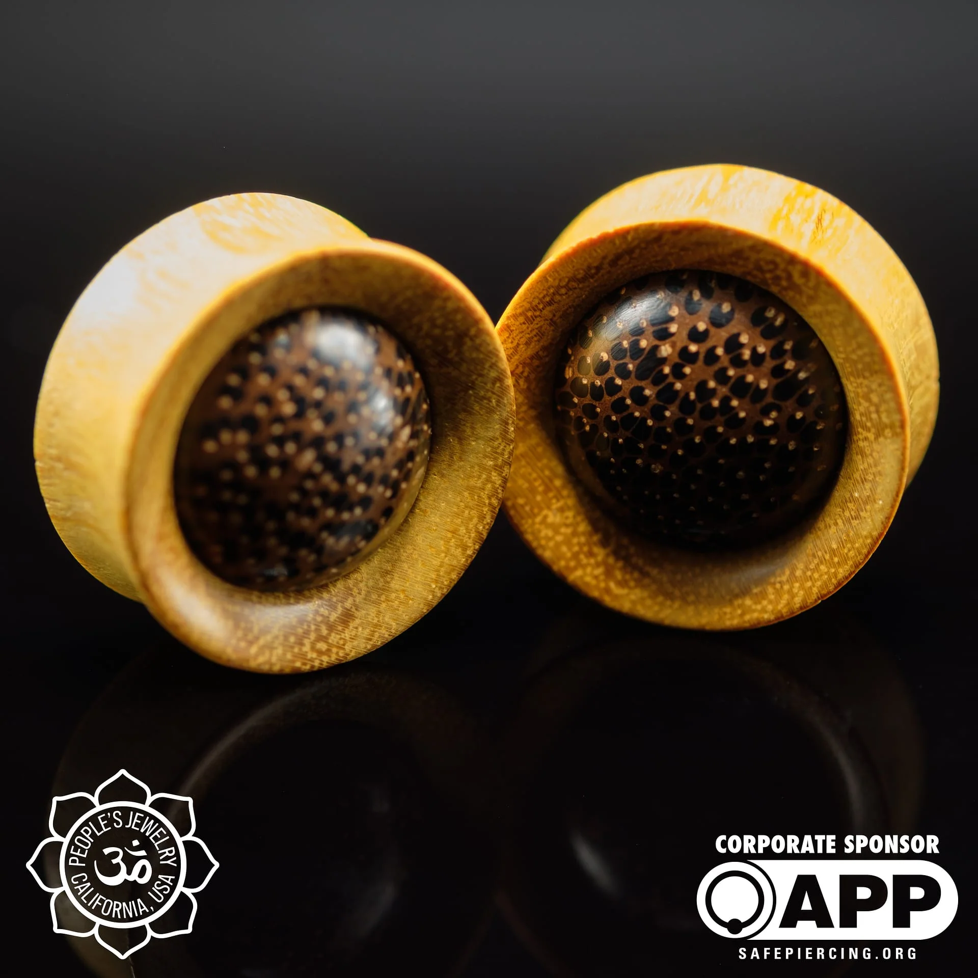 Jackfruit Wood Plugs with Black Palm Inlay by Peoples Jewelry - Image 5