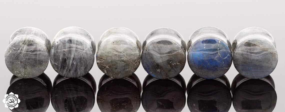 Labradorite Double Round Stone Plugs by Peoples Jewelry - Image 3