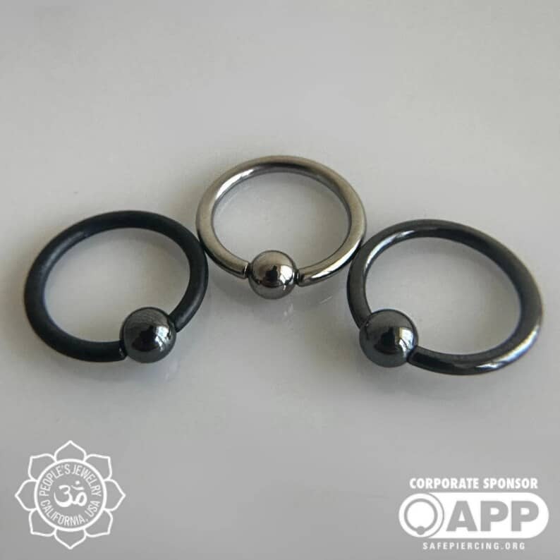 Niobium Captive Bead Rings by Peoples Jewelry
