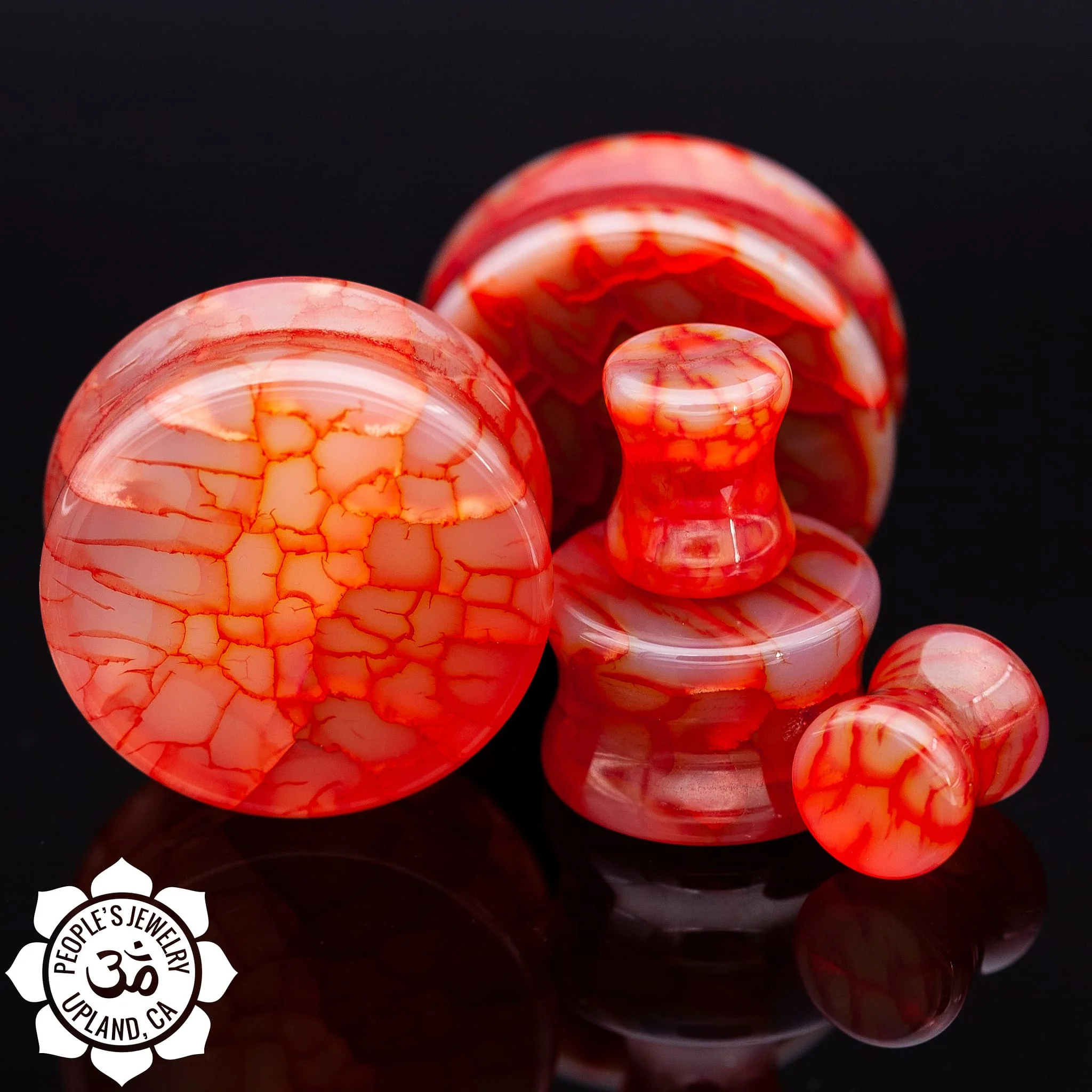 Double flared Red Dragon Vein Plugs by Peoples Jewelry - Image 3