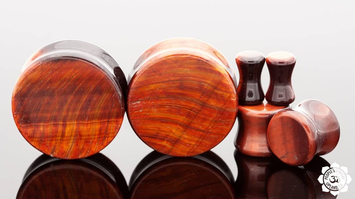 Red Tigers Eye Plugs by Peoples Jewelry