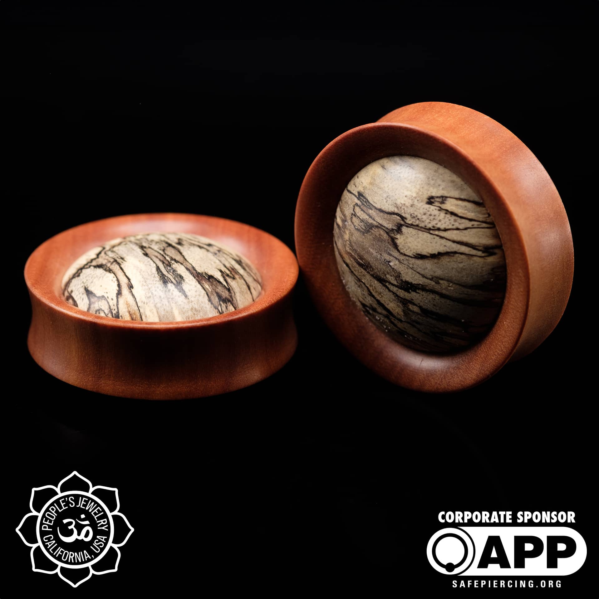 Sawo Wood Plugs with White Tamarind Inlay by Peoples Jewelry - Image 3