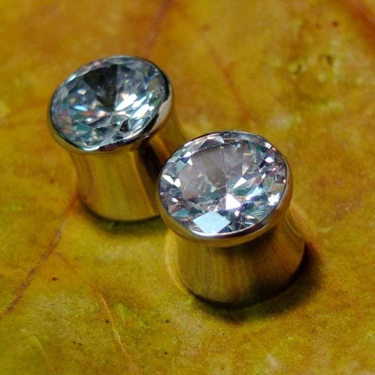 Stainless Steel Double Flared CZ Plugs