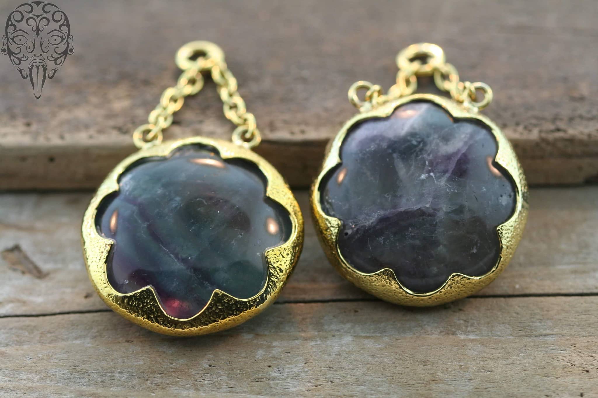 Solid Brass Fluorite Round Stone Cushions - Small by Diablo Organics - Image 2