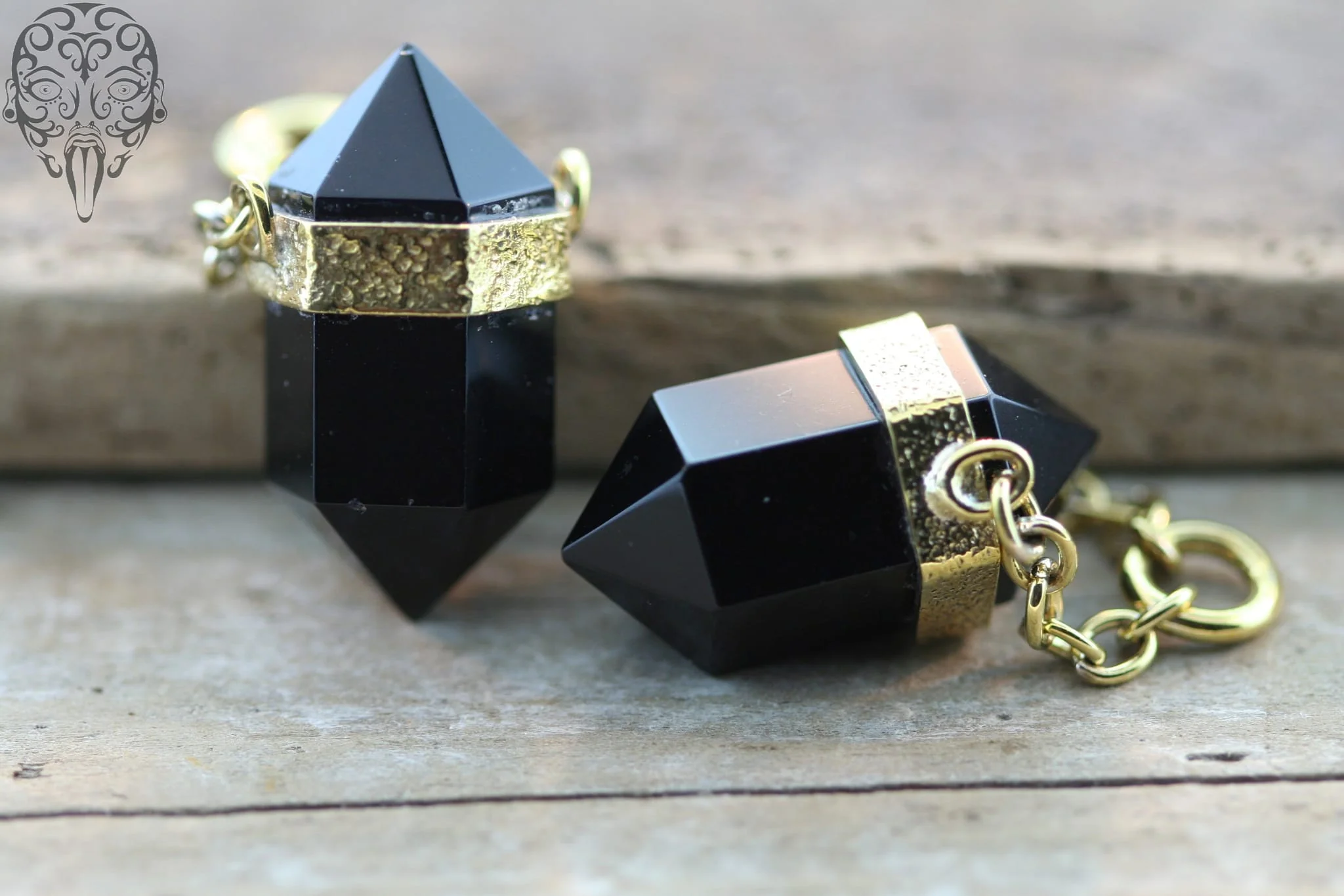 Solid Brass Black Obsidian DT Dangles by Diablo Organics