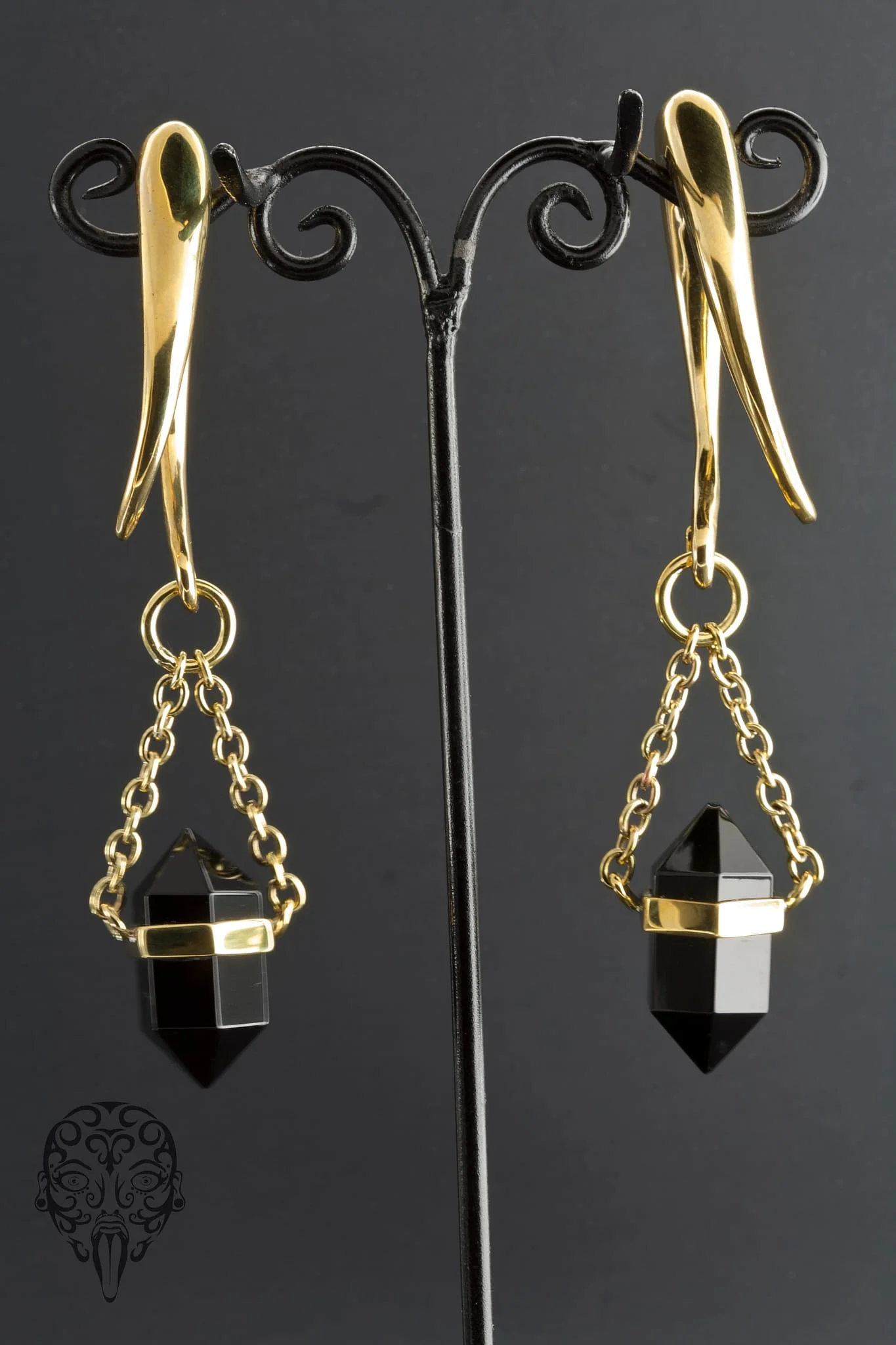 Solid Brass Black Obsidian DT Dangles by Diablo Organics - Image 2