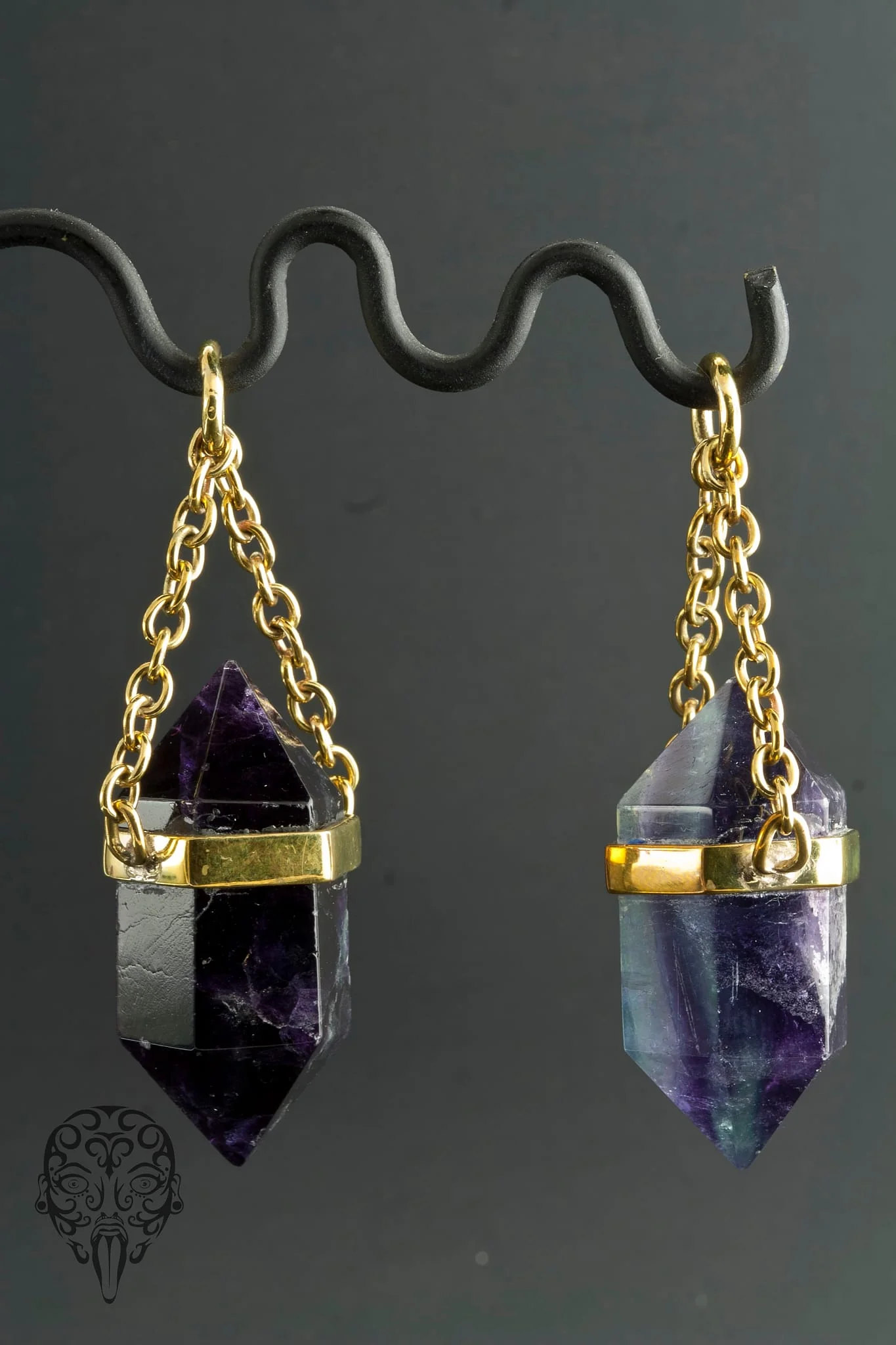 Solid Brass Fluorite DT Dangles by Diablo Organics