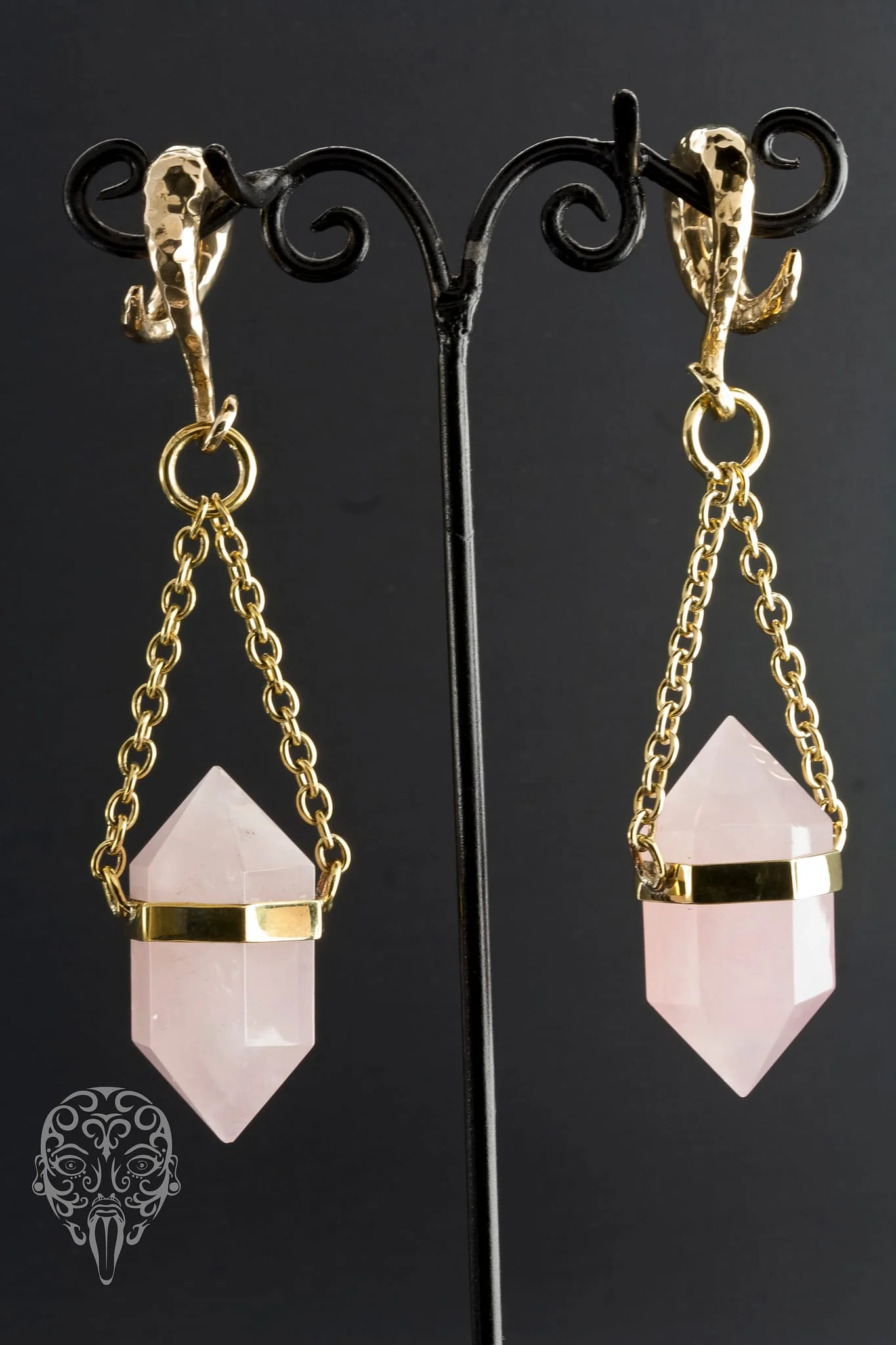 Solid Brass Rose Quartz DT Dangles by Diablo Organics