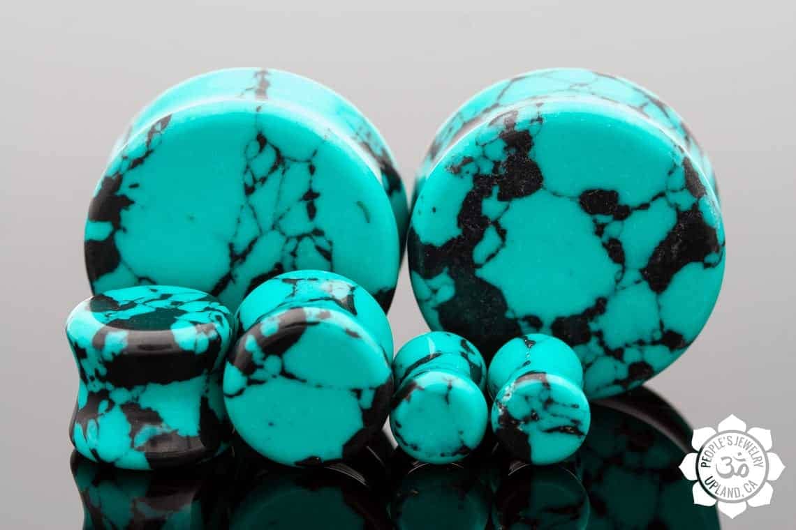 Double Flare Synthetic Turquoise Plugs by Peoples Jewelry