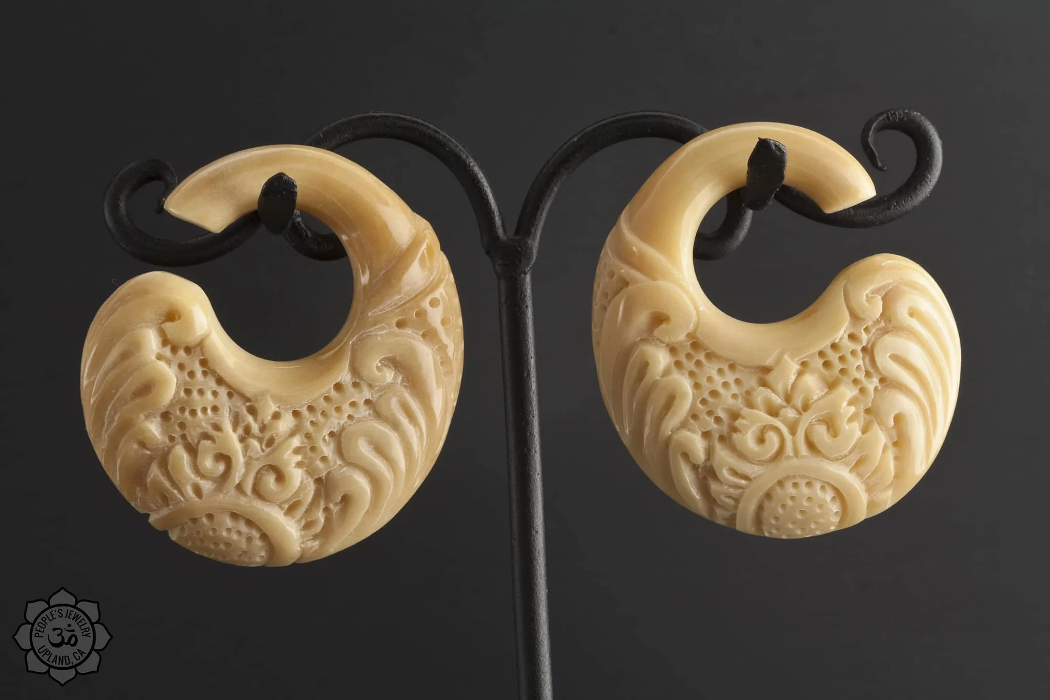 Tagua Nut Carved Eclipse Ear Weights by Peoples Jewelry
