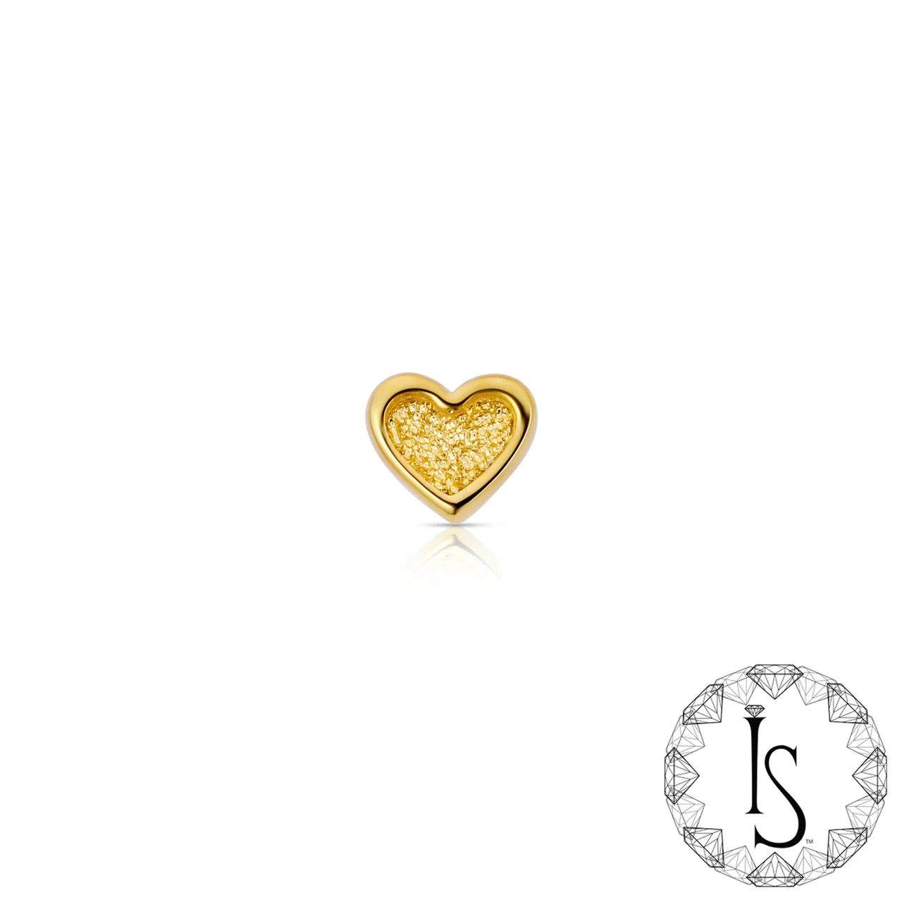 Threadless 18k Gold Stippled Small Heart Frame End - Industrial Strength