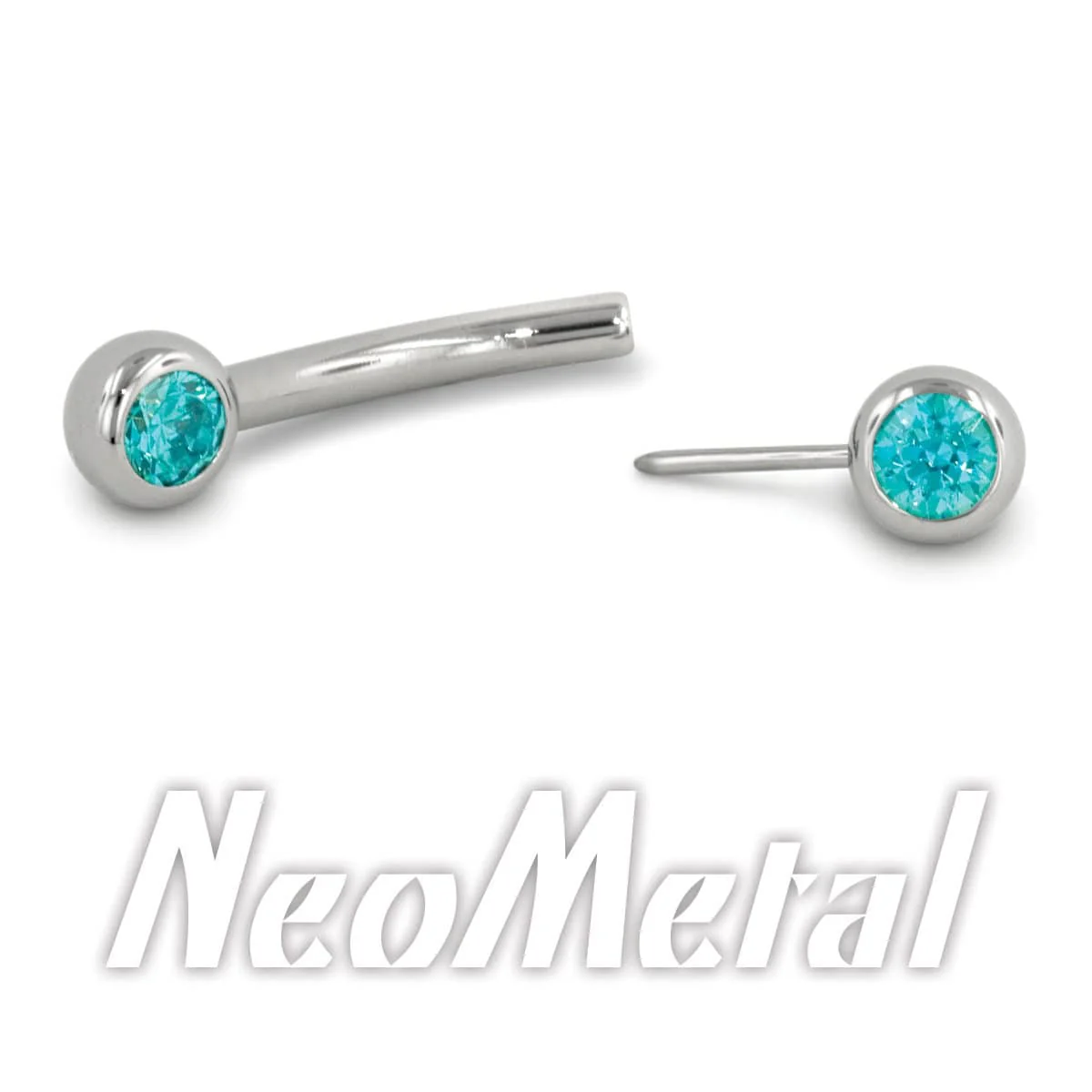Neometal Threadless Curved Side-Gem Barbells - Image 3