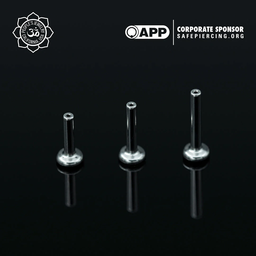 Threadless Titanium Flat-Back Labret Posts from Peoples Jewelry (14g/12g)