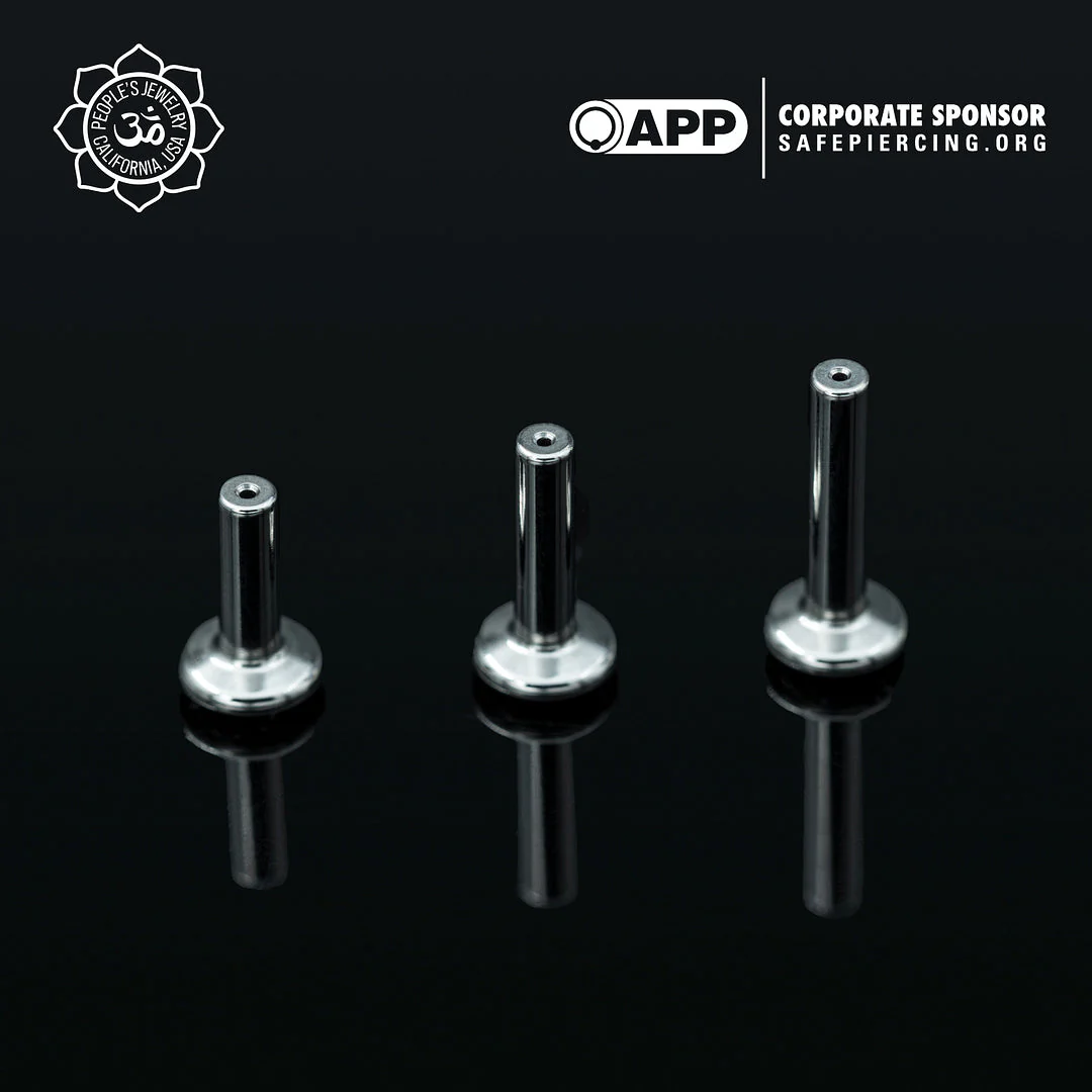 Threadless Titanium Flat-Back Labret Posts from Peoples Jewelry (14g/12g) - Image 3